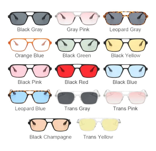 Rectangle Frame Aviator Style Everyday Sunglasses