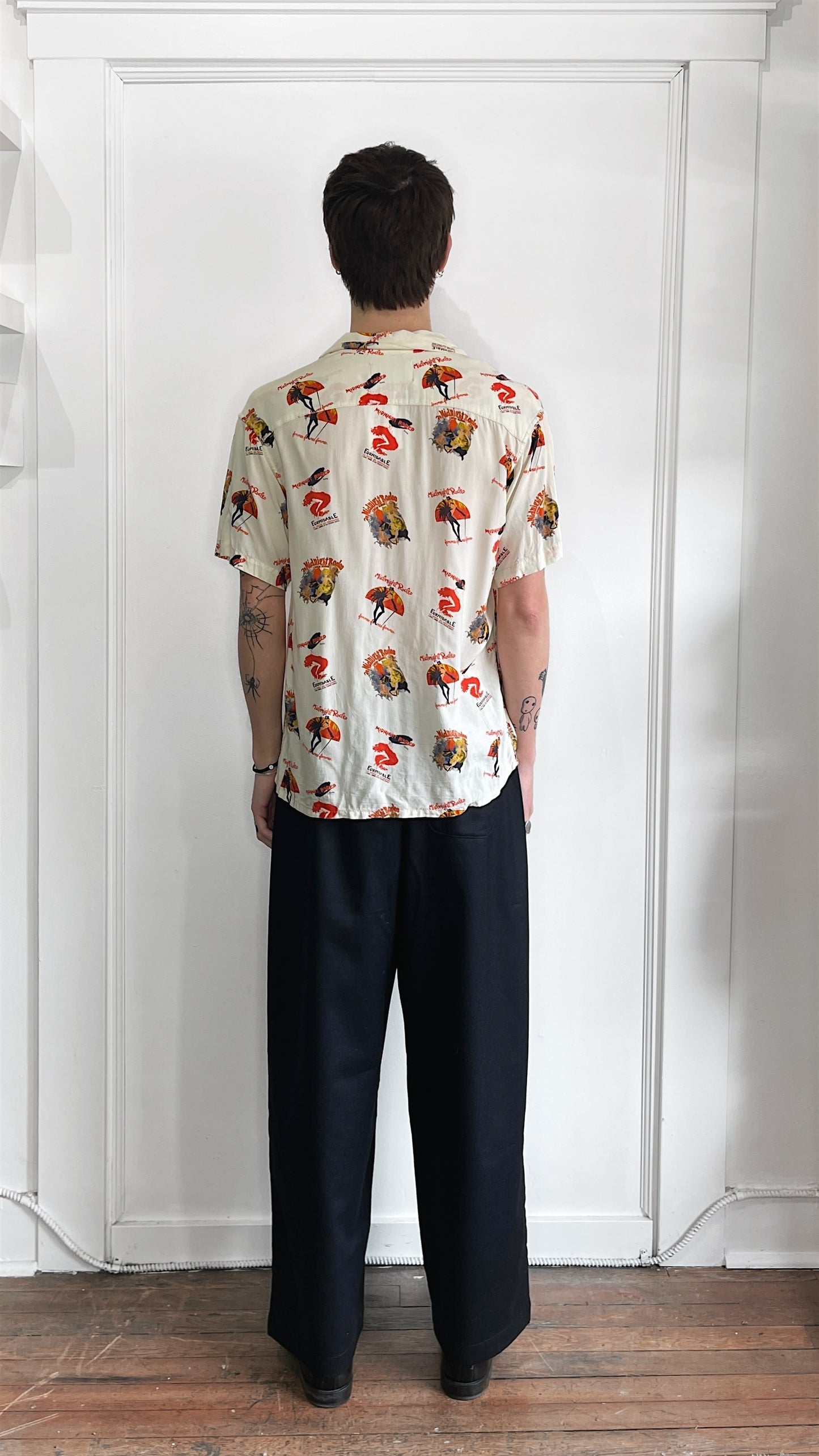Midnight Rodeo Cream & Red Moulin Rouge AOP Camp Shirt Large