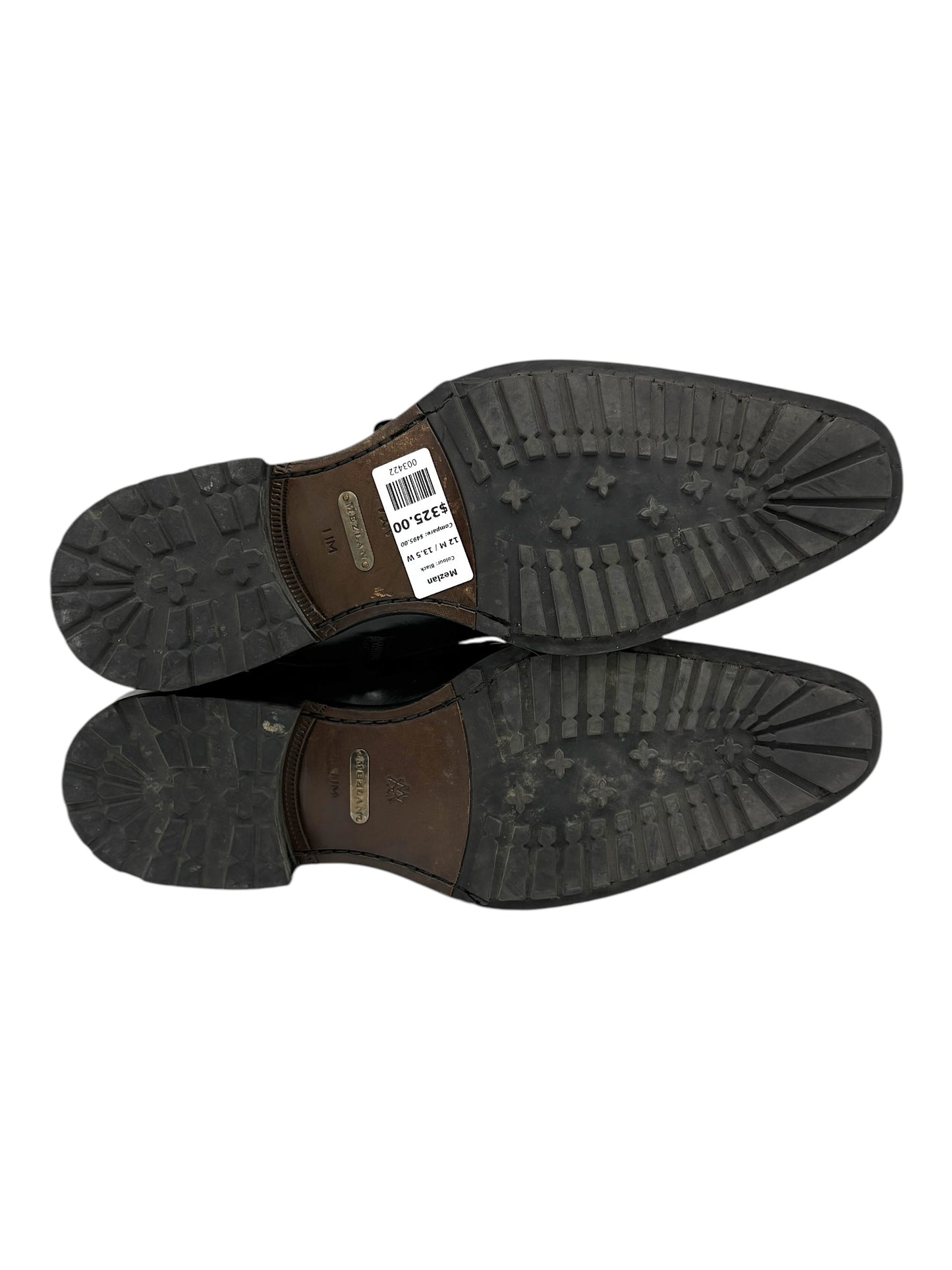 Mezlan Black Leather Double Monk Strap Side Zip Boots 12 M / 13.5 W