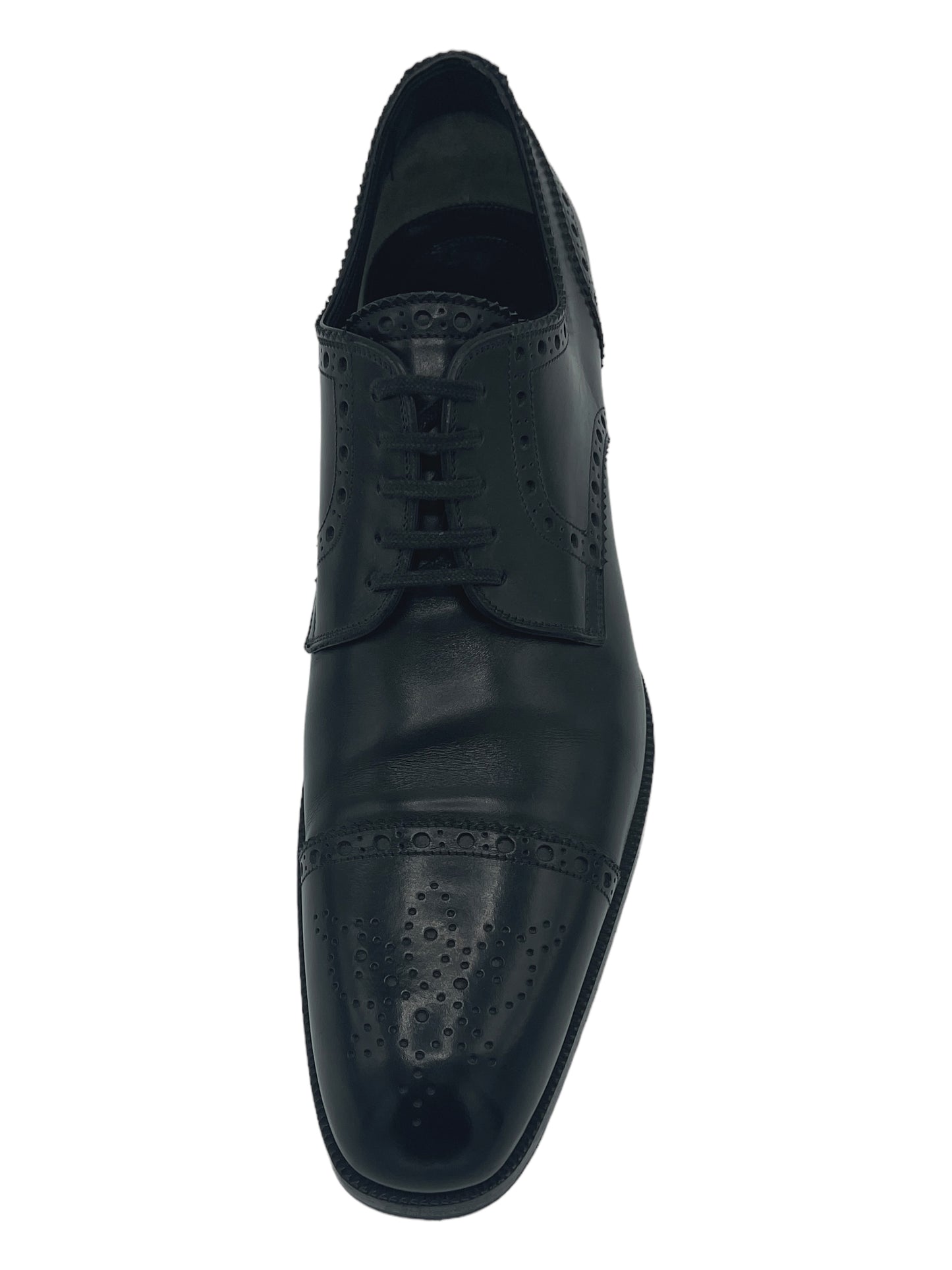 Tom Ford Black Brogue Cap Toe Derby Dress Shoes