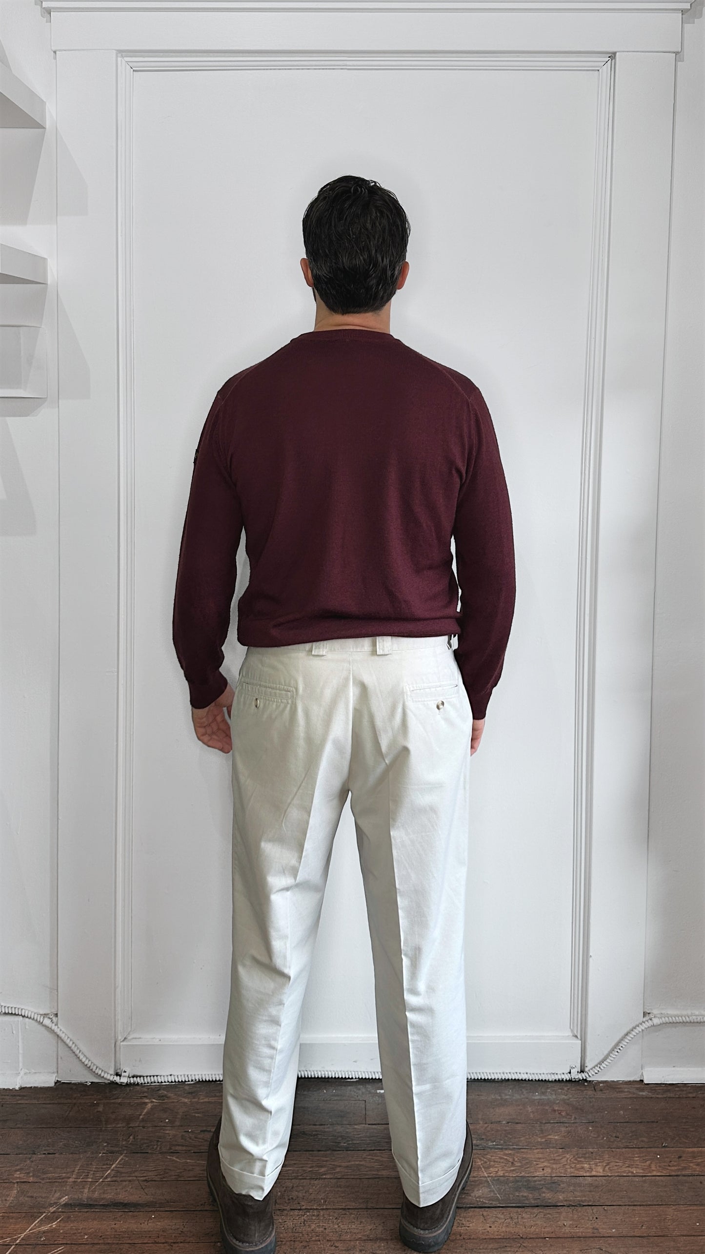 Paul & Shark Maroon Wool Lightweight Knit Crewneck Sweater Large