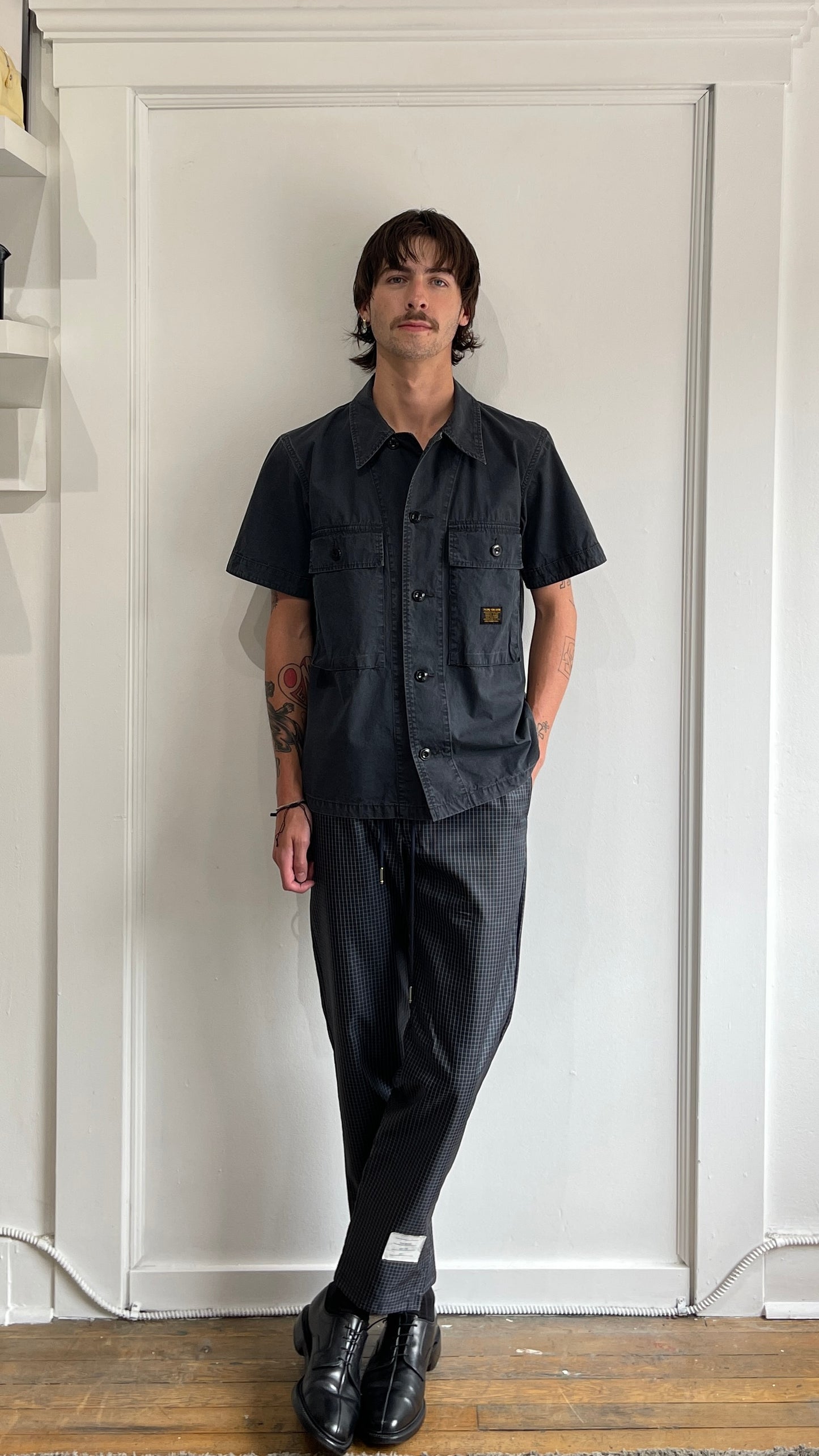 Neighborhood Dark Grey Camp Collar Double Pocket Overshirt Medium - M