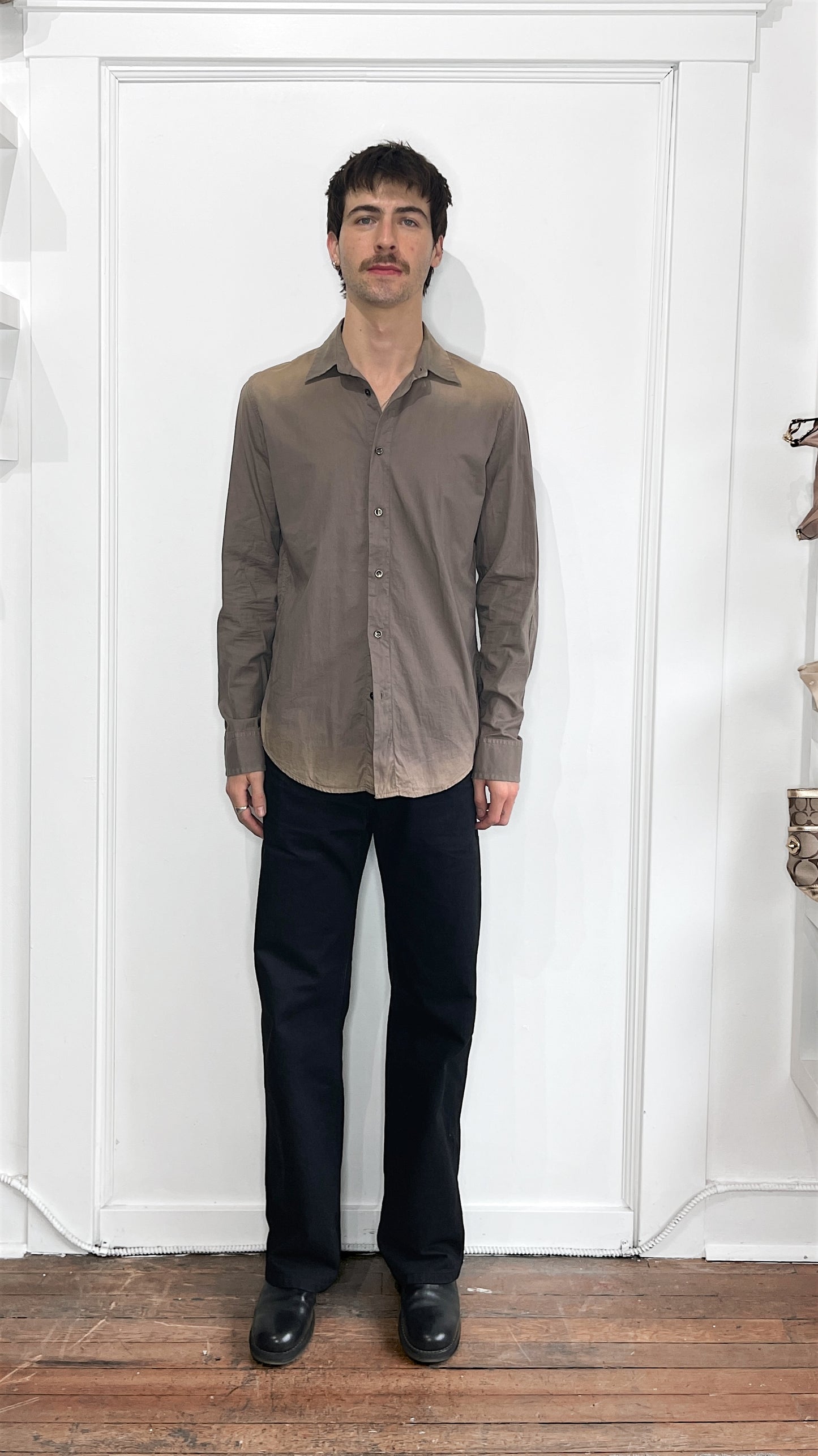 Maison Margiela Taupe Faded Shoulder Button Up Shirt Medium
