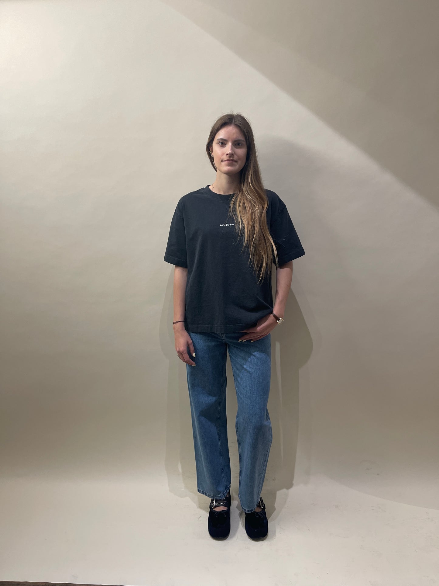 Acne Studios Faded Black Small Logo SS T-Shirt Large - L