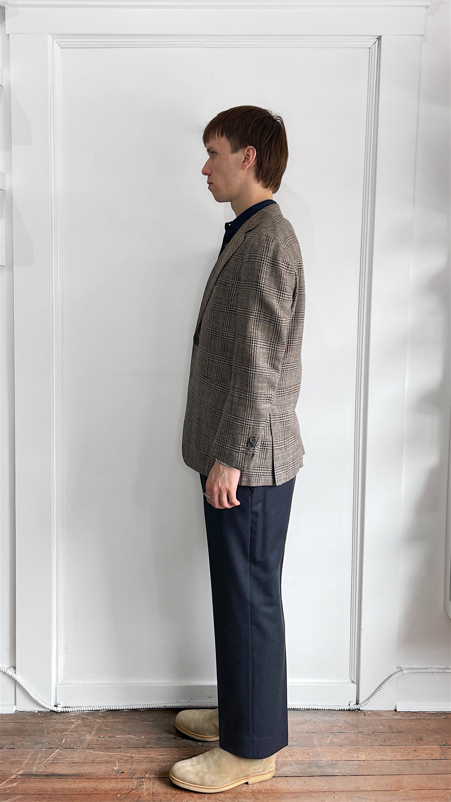 Suitsupply Multi Brown & Navy Glen Check Wool Silk Linen Sport Coat 38S