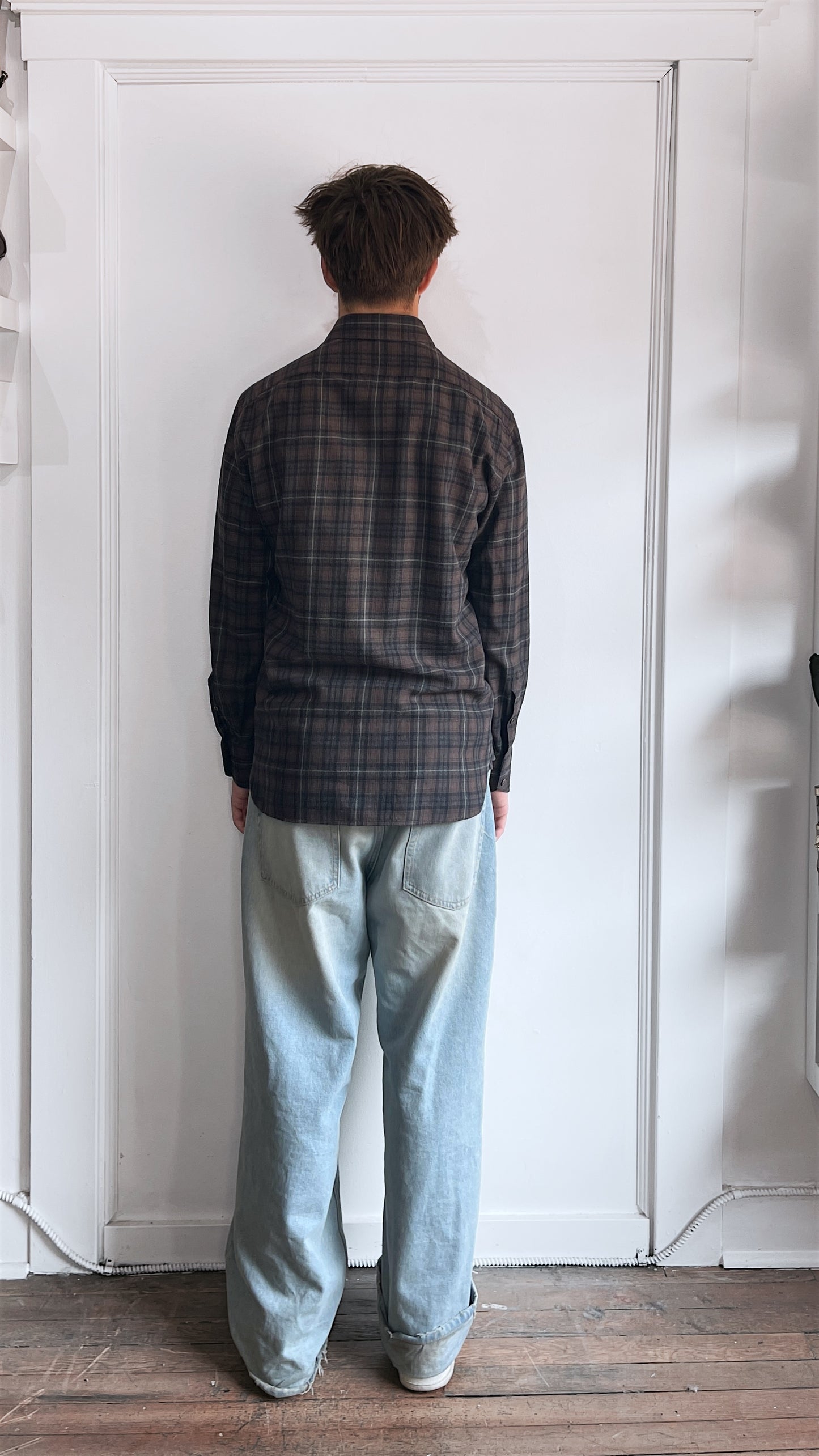 Tom Ford Brown & Black Plaid Cotton Flannel Shirt 16