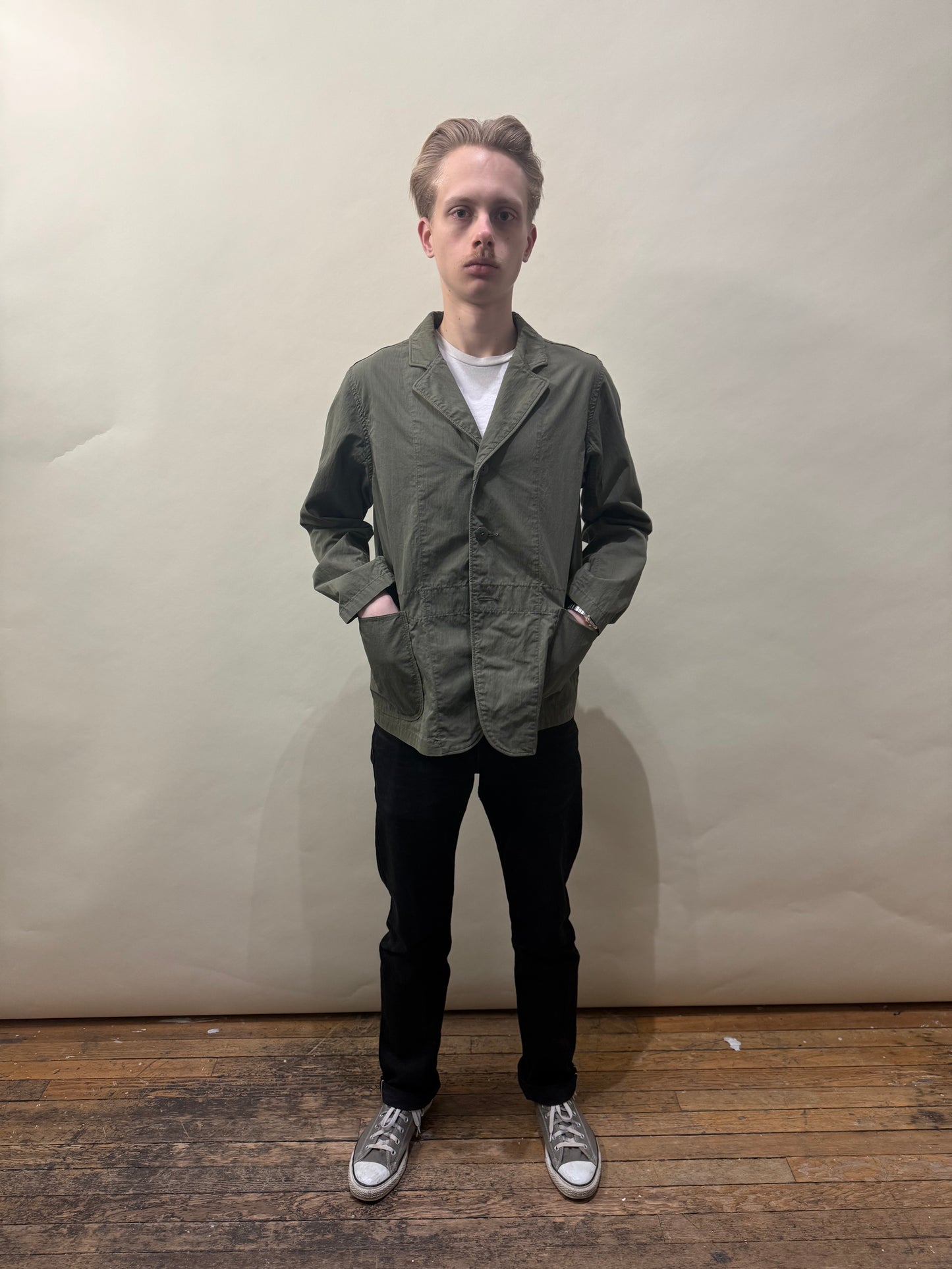 Kapital Army Green Cotton Blend Ripstop Chore Coat Medium - M