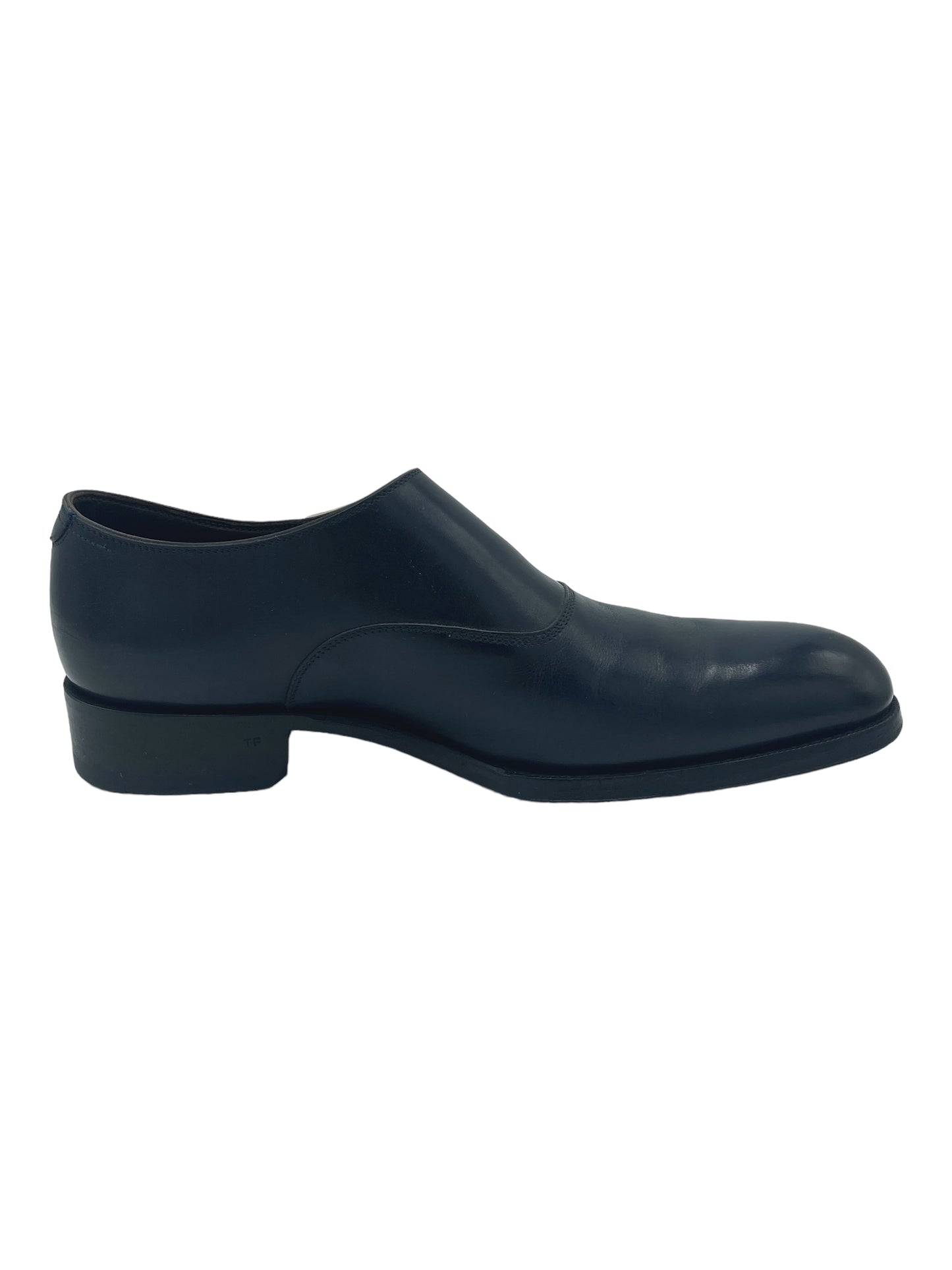 Tom Ford Blue Leather Single Monk Strap Dress Shoes