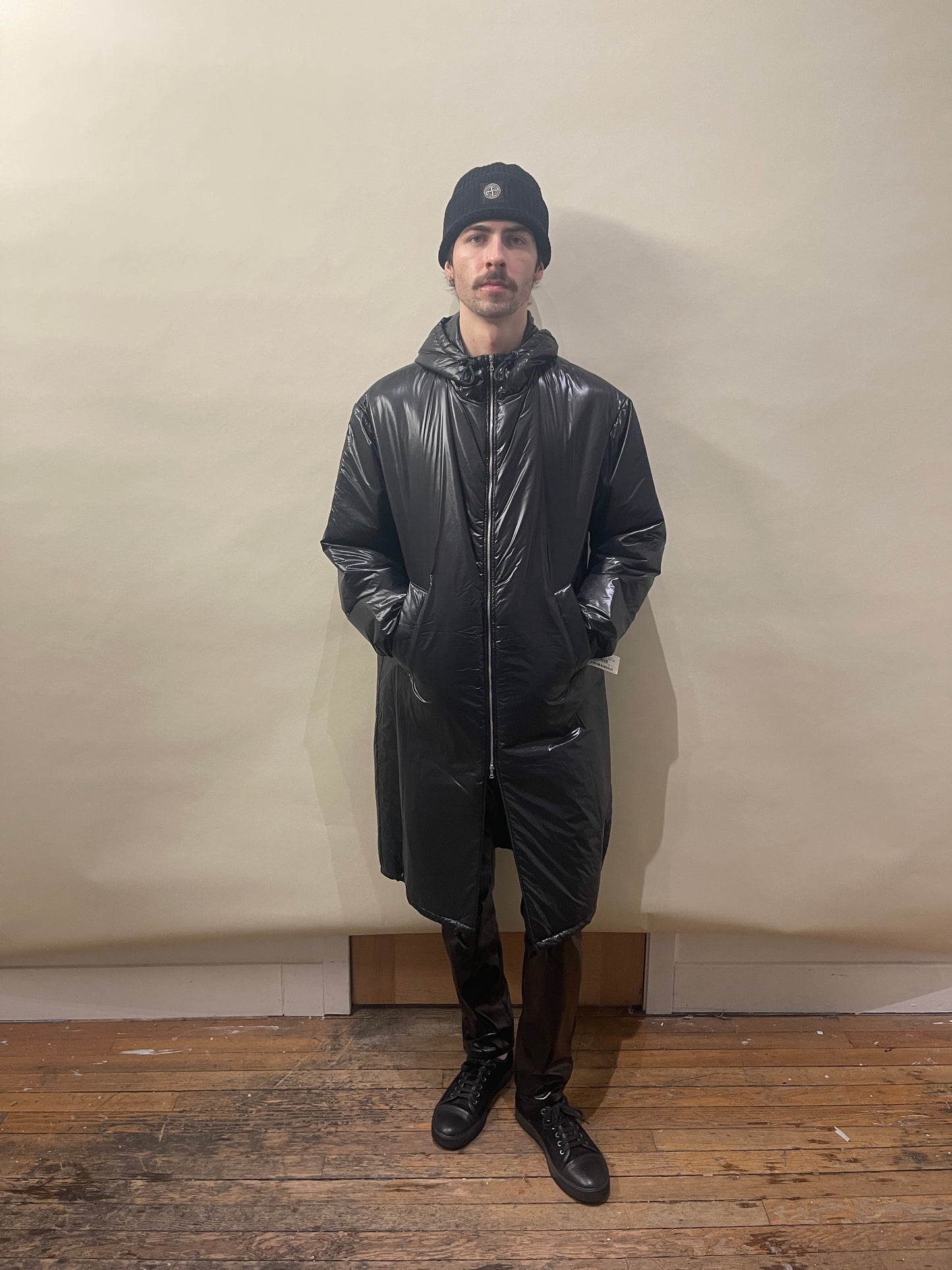 Dries Van Noten Black Polyamide Hooded Long Puffer Coat Small - S
