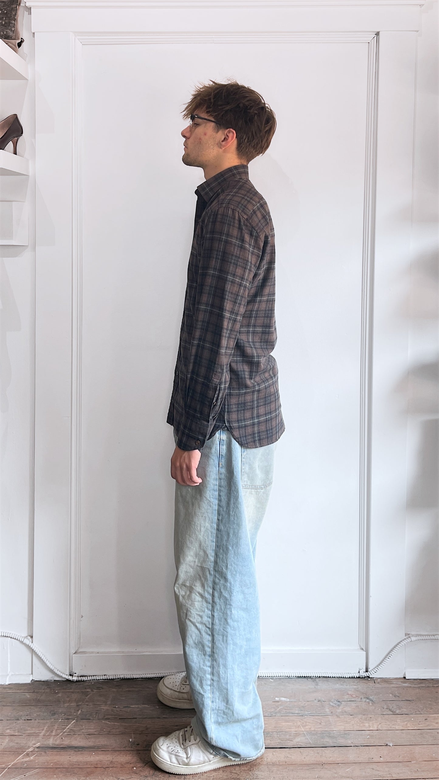 Tom Ford Brown & Black Plaid Cotton Flannel Shirt 16