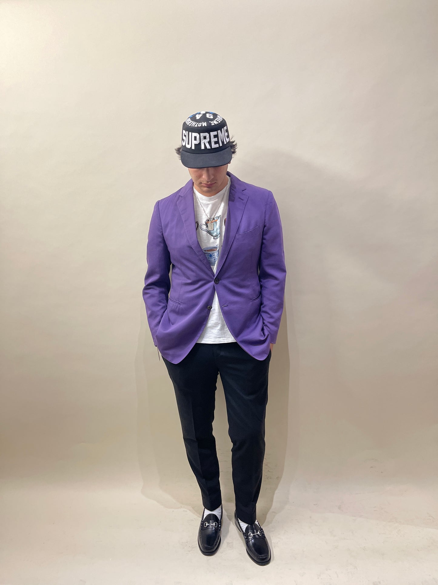 Etro Purple Cotton Silk Unlined Sport Coat 44
