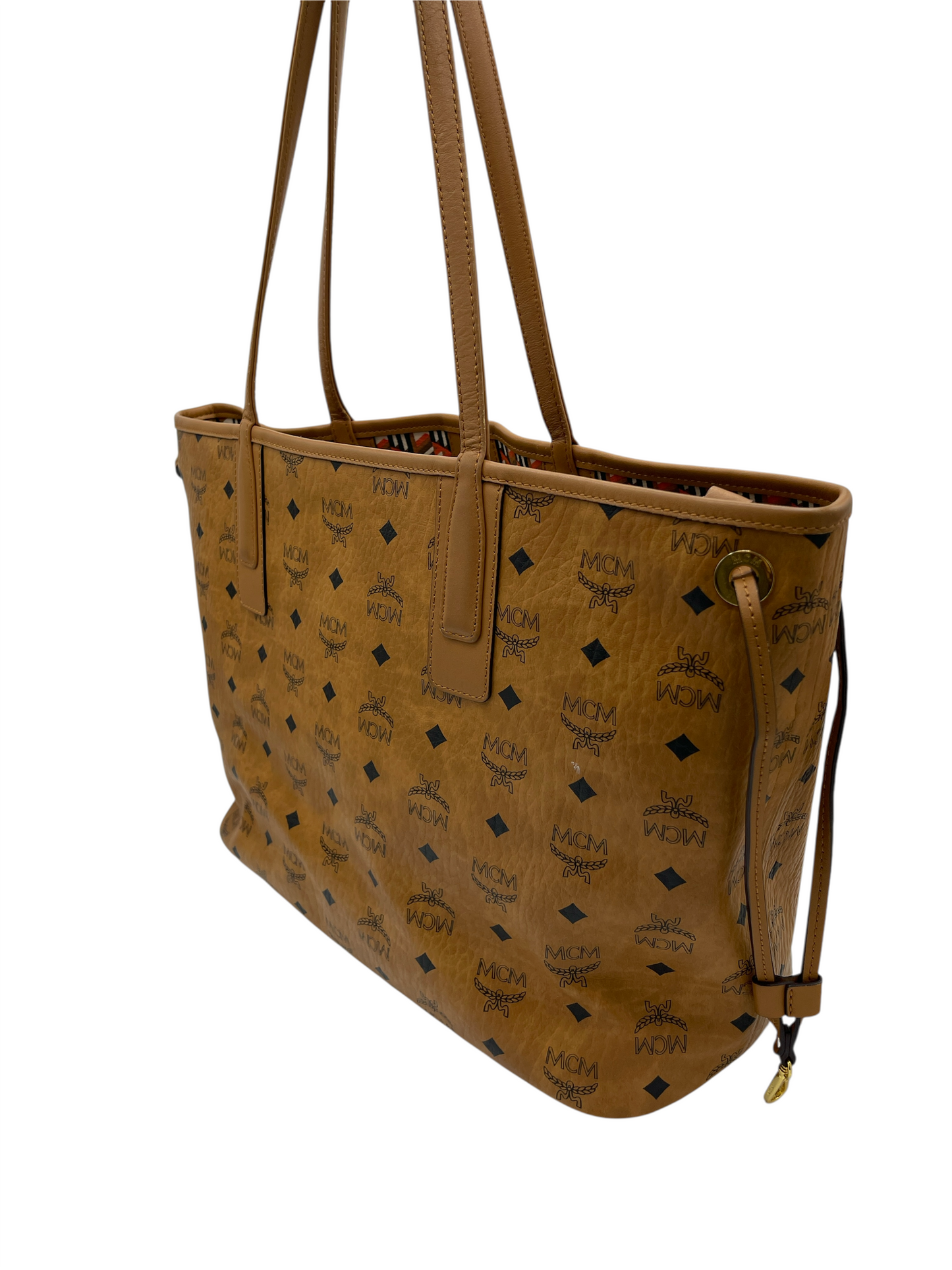 MCM Tan Leather Monogram Liz Shopper Tote