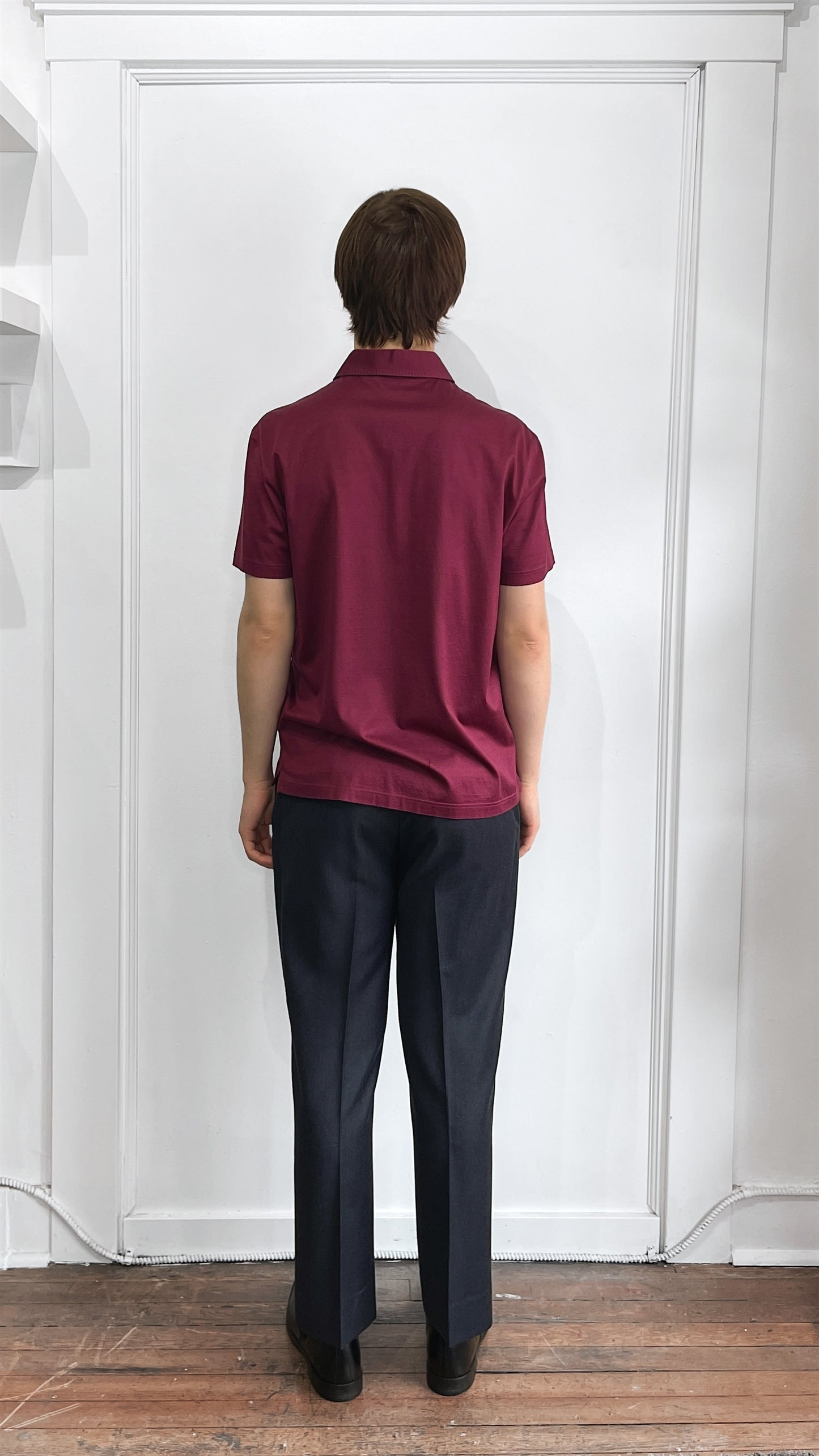 Gran Sasso Maroon Cotton SS Polo Shirt Large