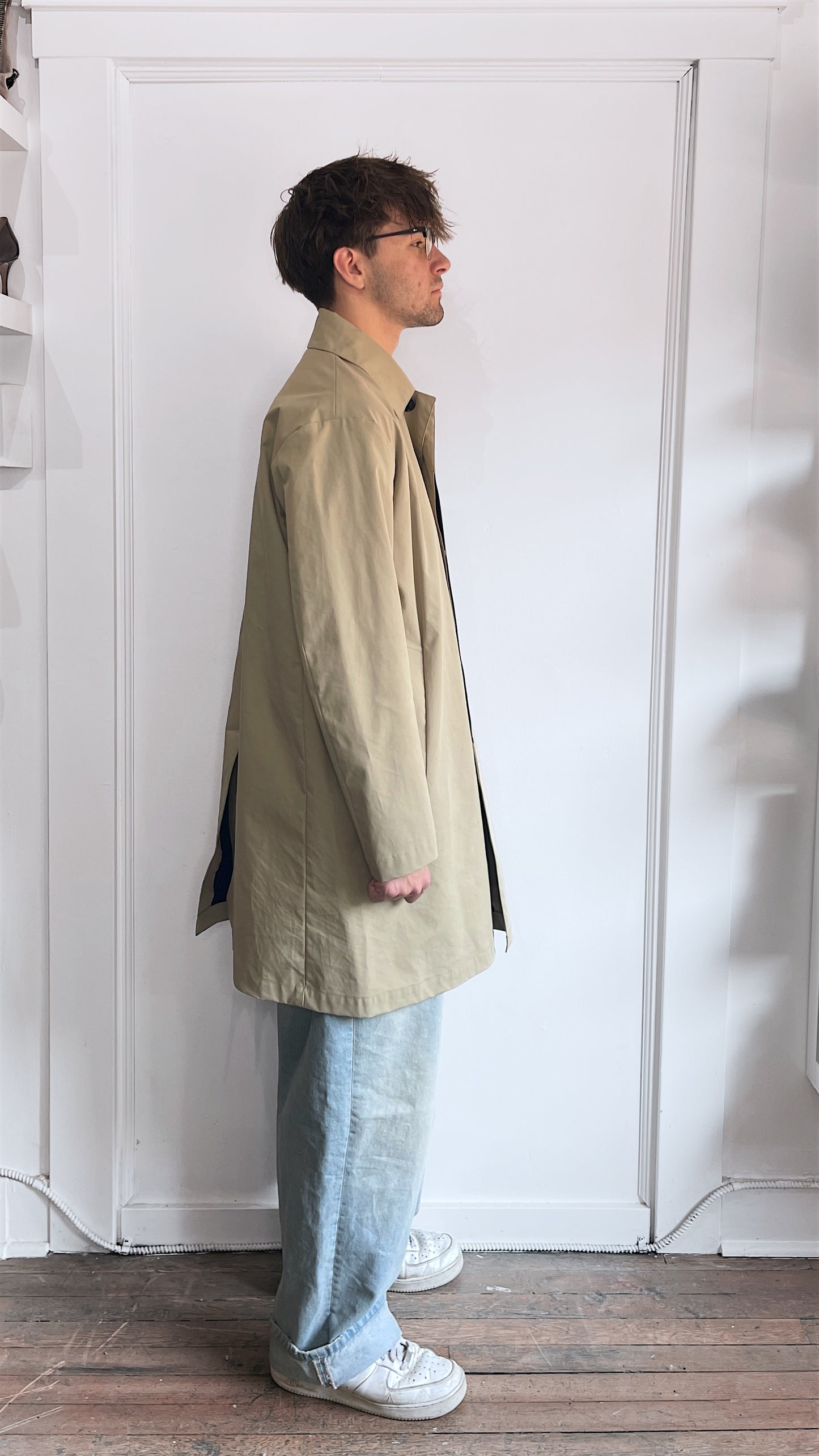 Still By Hand Tan Cotton Nylon Blend Overcoat Large
