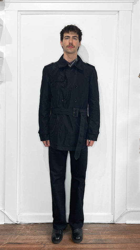Dolce & Gabbana Black Nylon Quilted Lightweight Peacoat 42