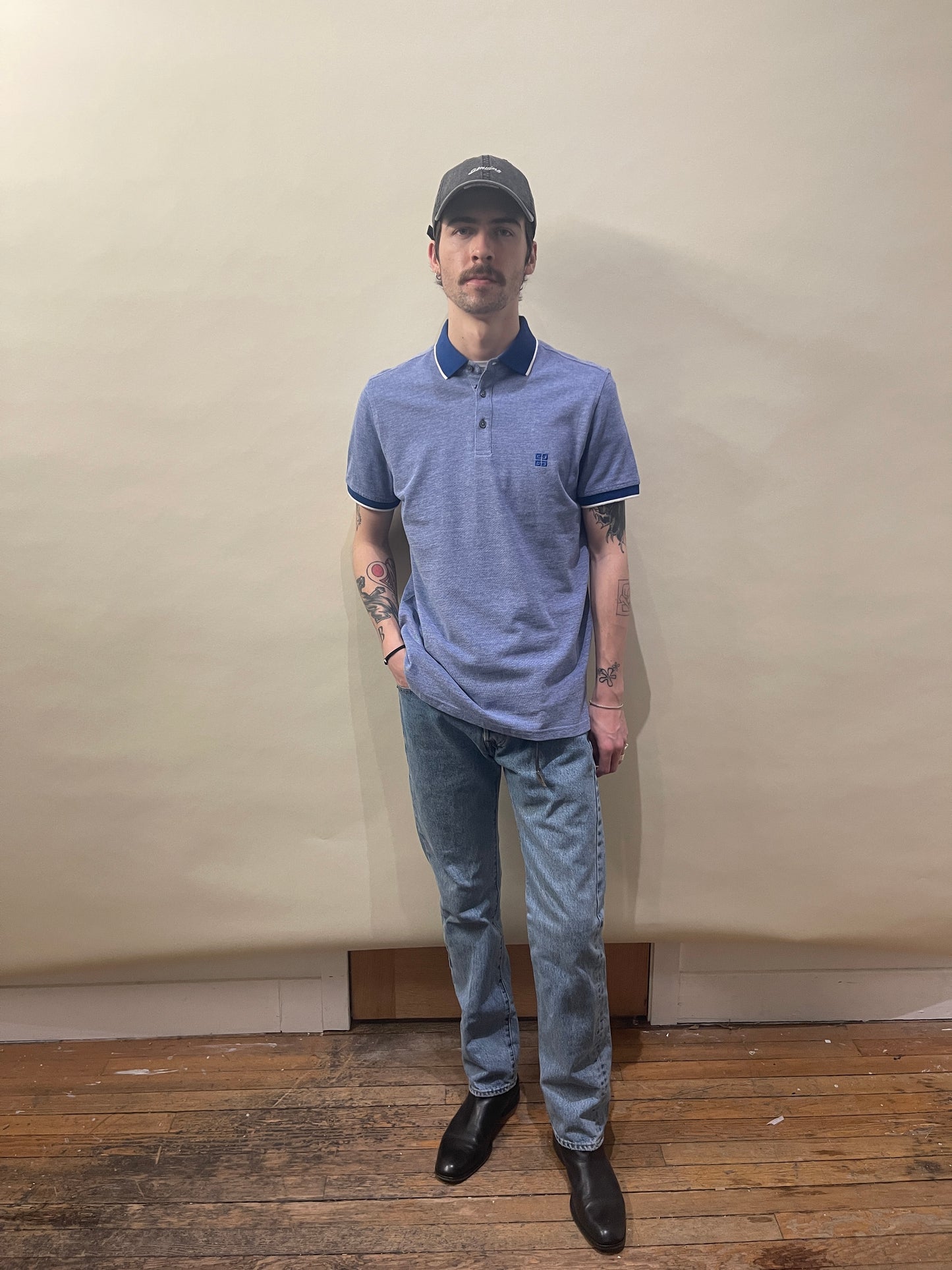 Givenchy Blue Cotton SS Polo Shirt Medium - M