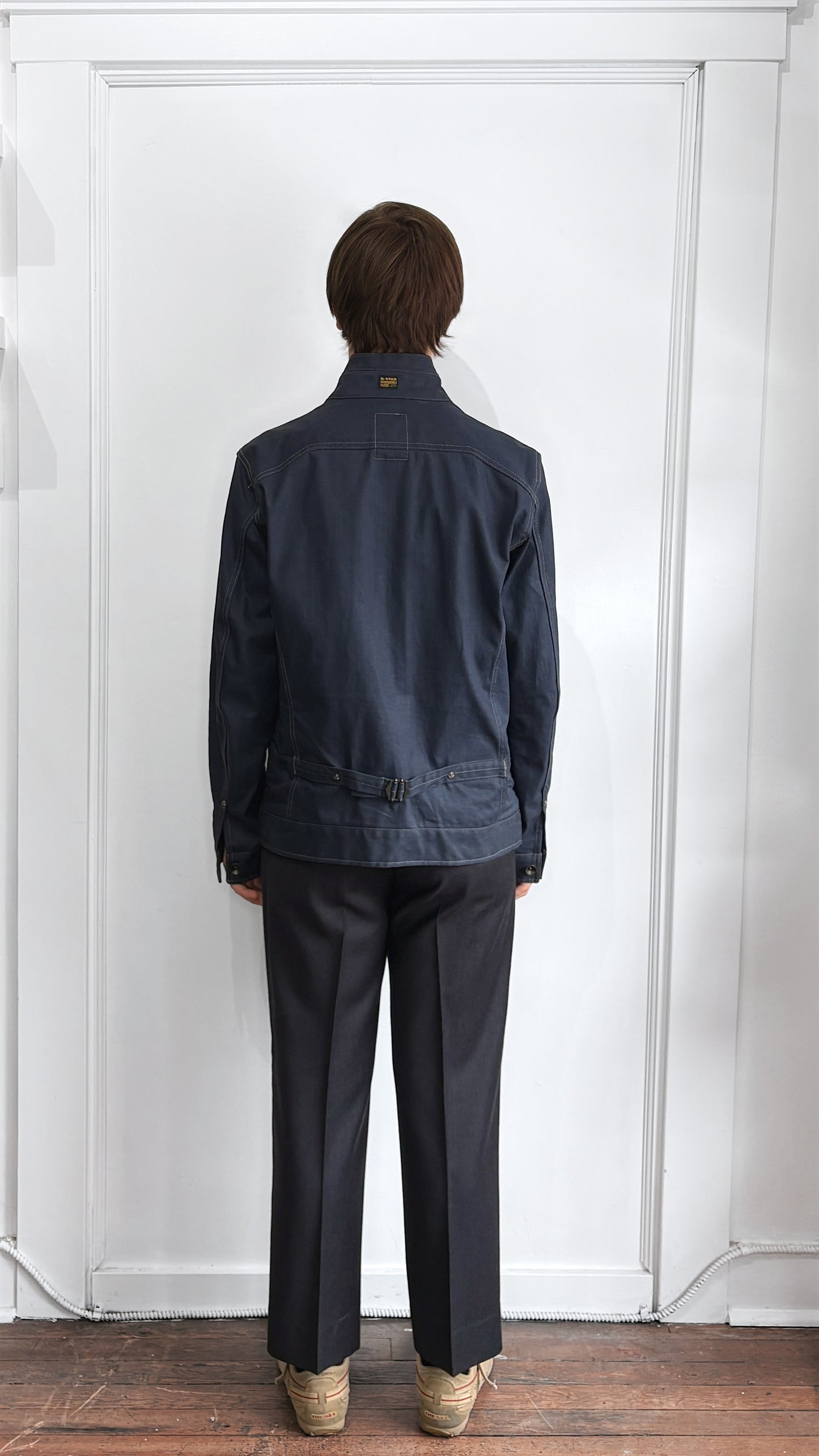G-Star Dark Blue Coated Denim Zip Up Jacket XXL