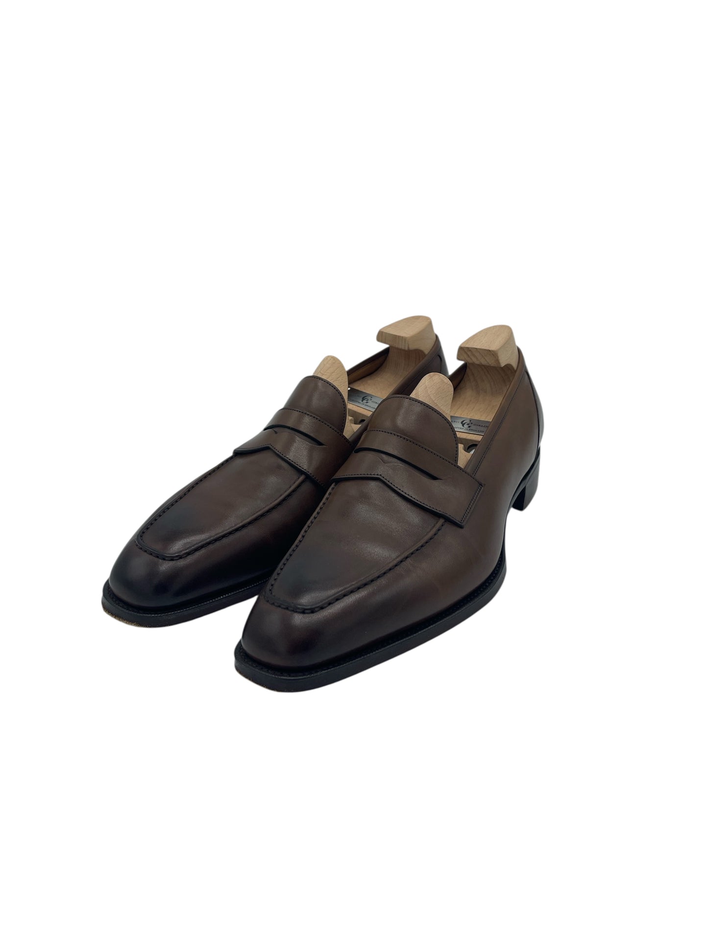 Gaziano & Girling Vintage Oak Calfskin Monaco Penny Loafers 8.5 M / 10 W