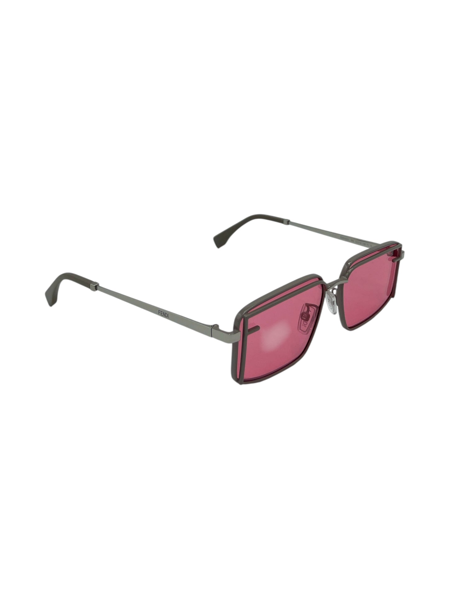 Fendi Pink & Taupe Square Metal Sunglasses