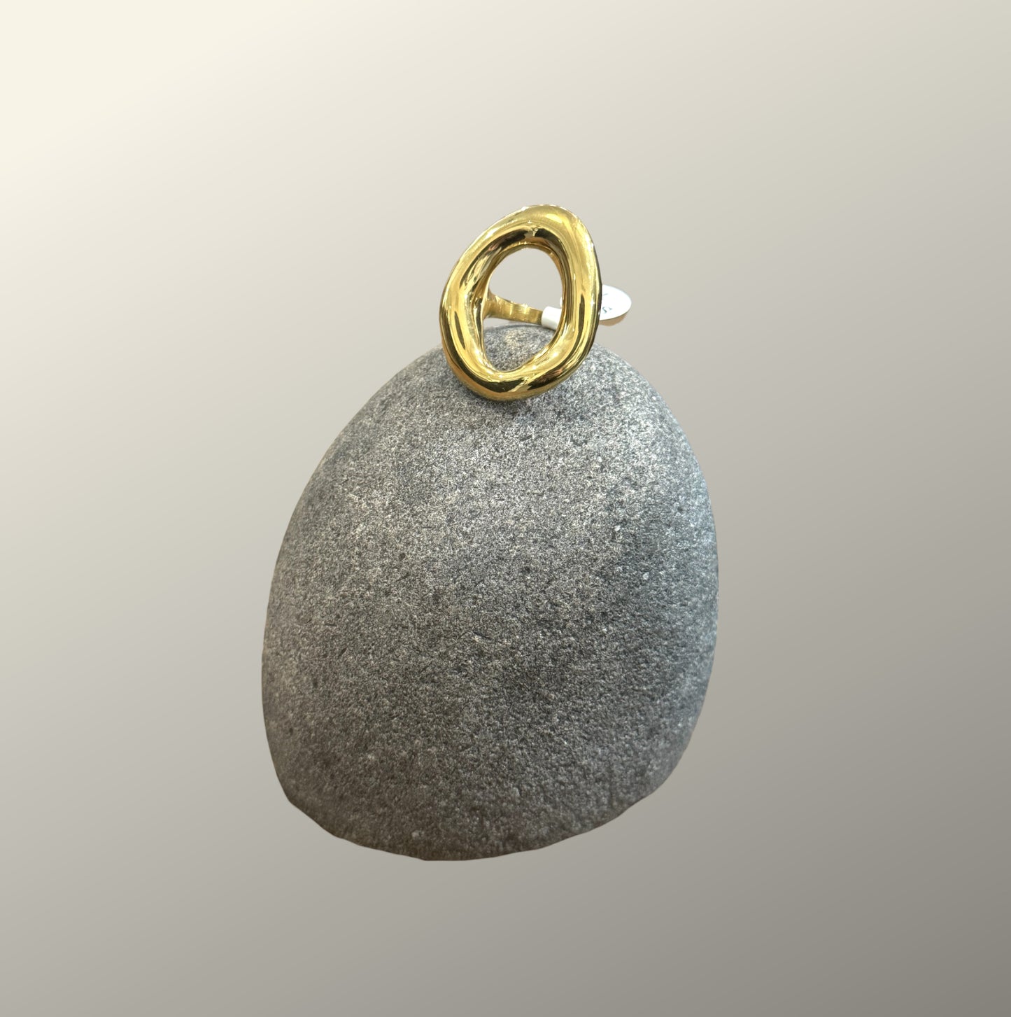 Gold jumbo open face ring stainless steel