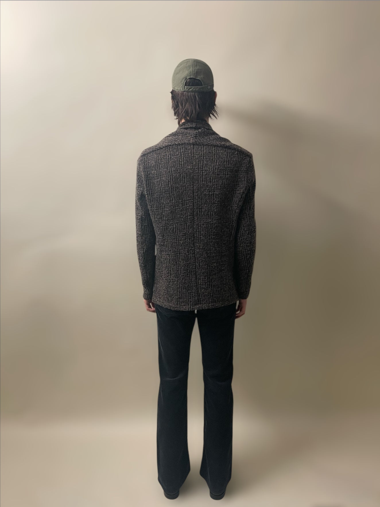 Kazuyuki Kumagai (Attachment) Brown & Black Melange Poly Wool Alpaca Blend Single Button Cardigan Medium - M