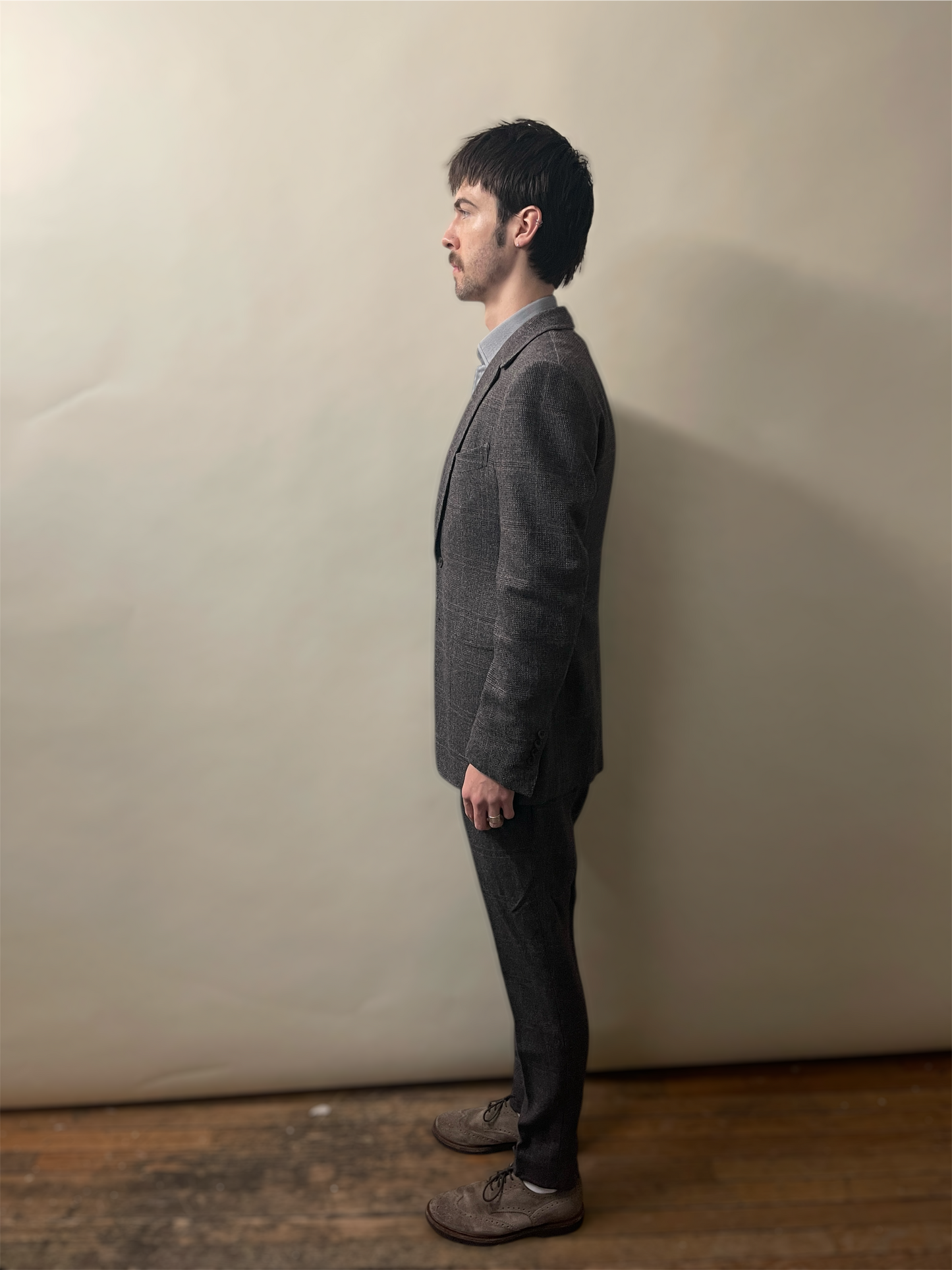 Tom Ford Earthy Brown & Purple Wool Silk Tweed Windowpane 3-Piece Suit 38R