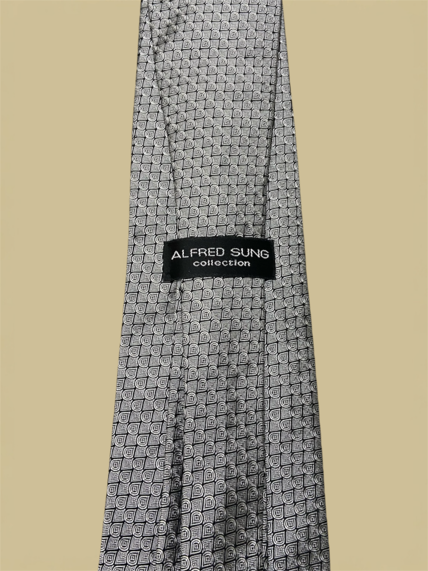 Alfred Sung Silver & Black Silk Tie