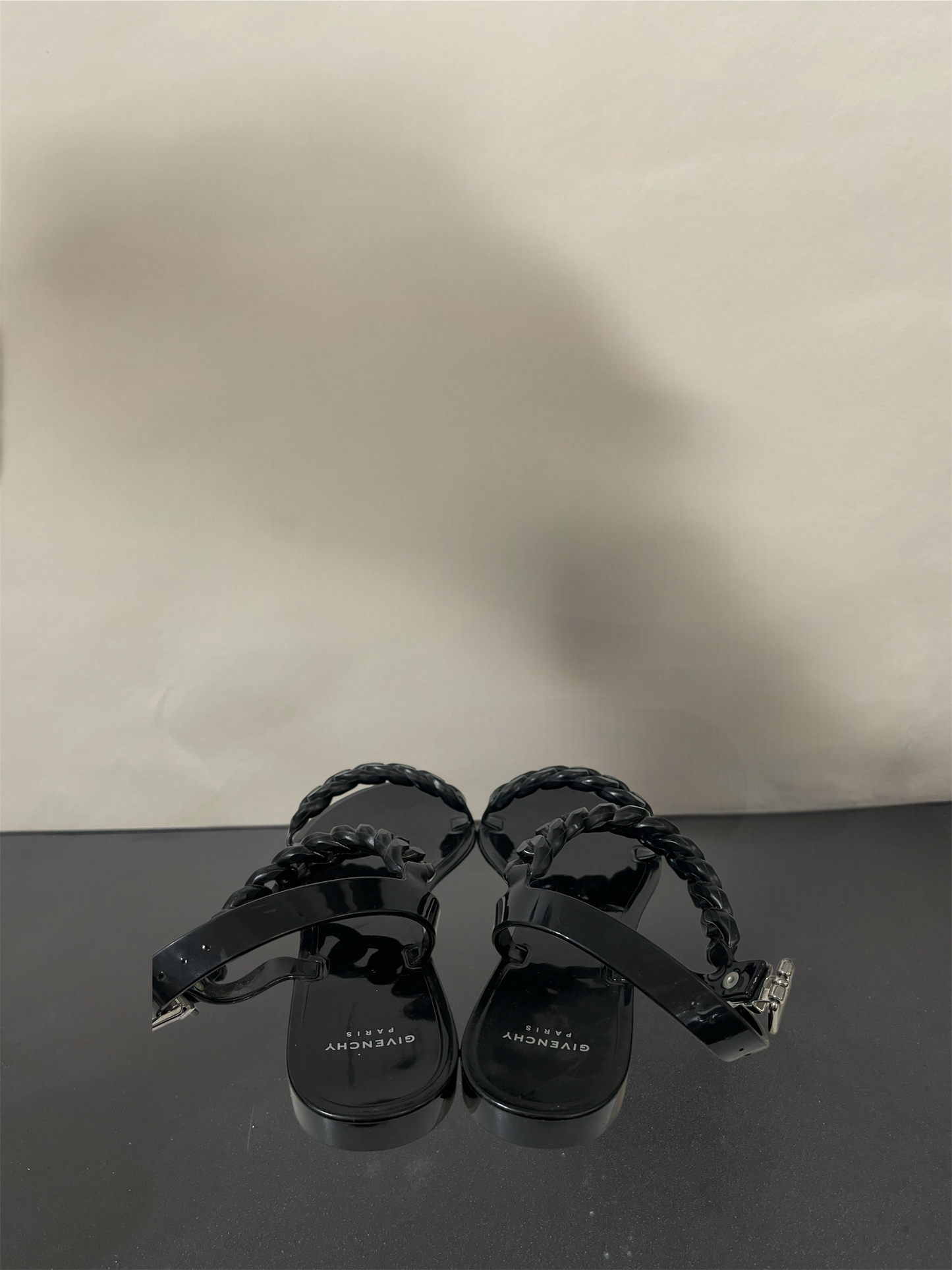 Givenchy Black Chain Motif Jelly Sandals 6.5 M / 8 W