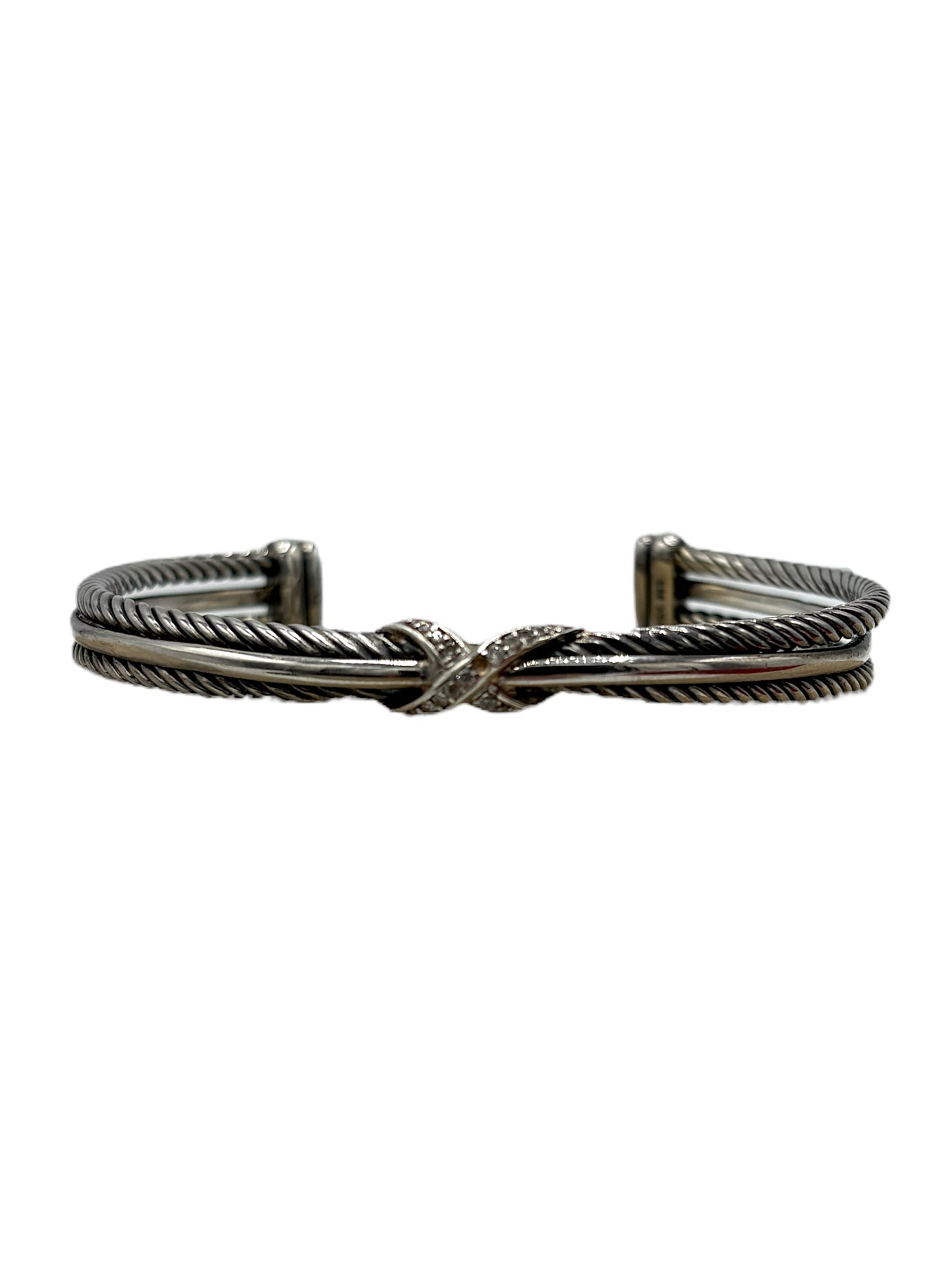 David Yurman Sterling Silver Crossover X Pavé Cuff Bracelet