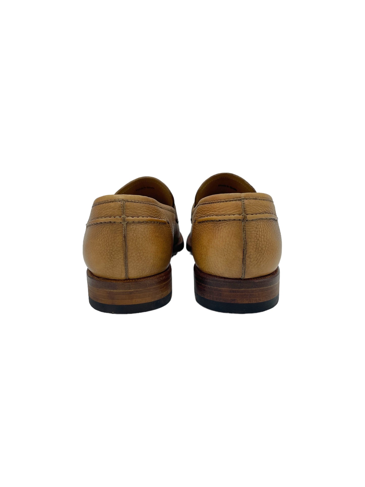 Magnanni Light Brown/Tan Grained Leather Penny Loafers 6 M / 7.5 W