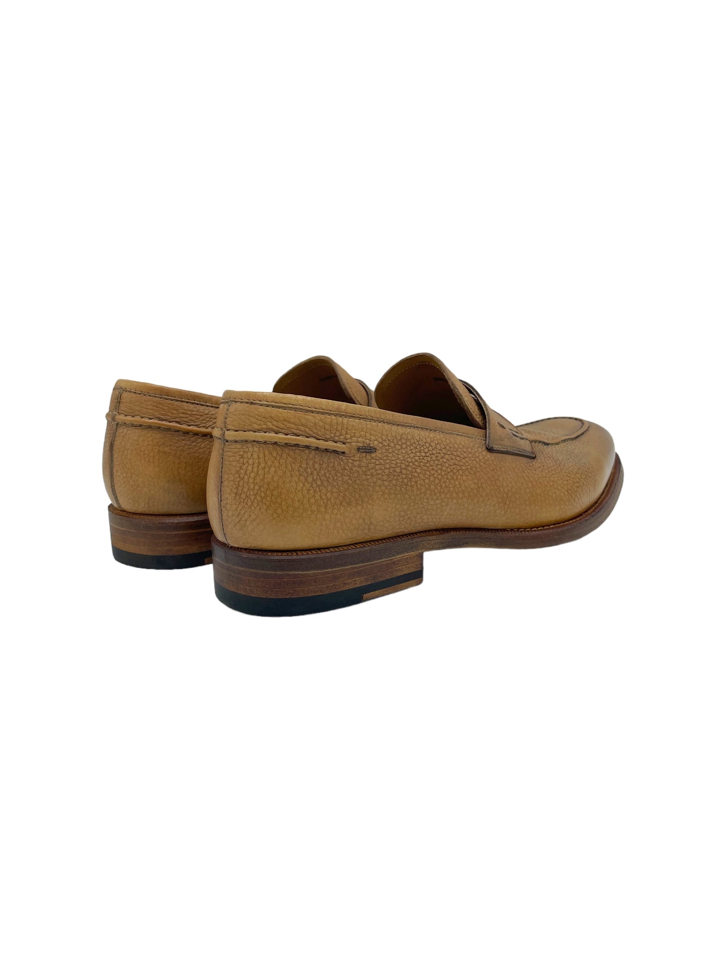 Magnanni Light Brown/Tan Grained Leather Penny Loafers 6 M / 7.5 W