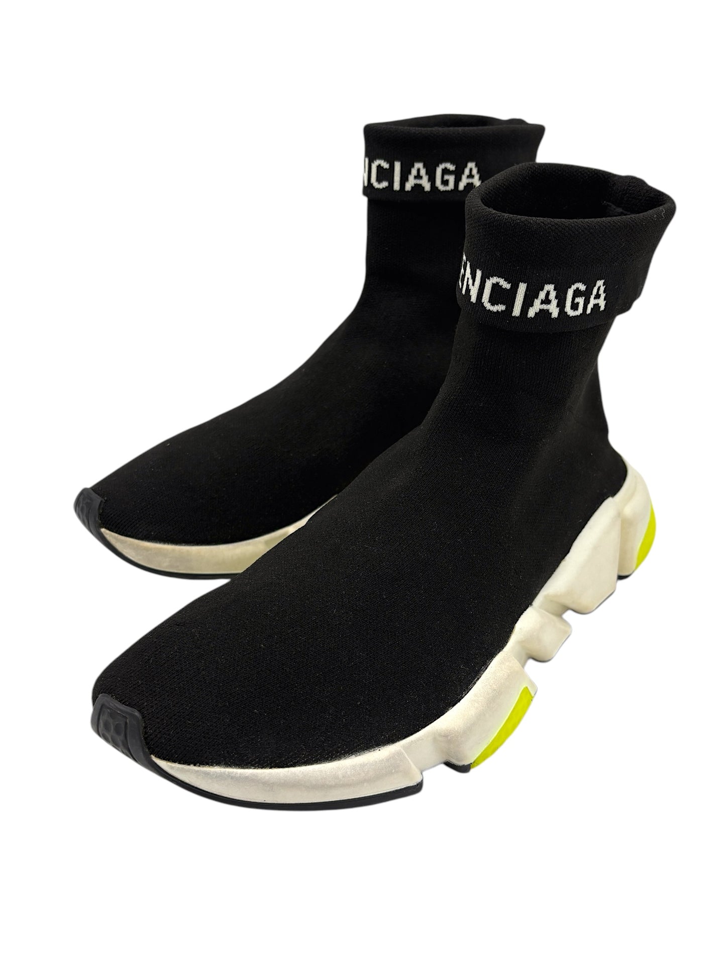 Balenciaga Black & Neon Green Speed Trainer Sneakers 9 M / 10.5 W