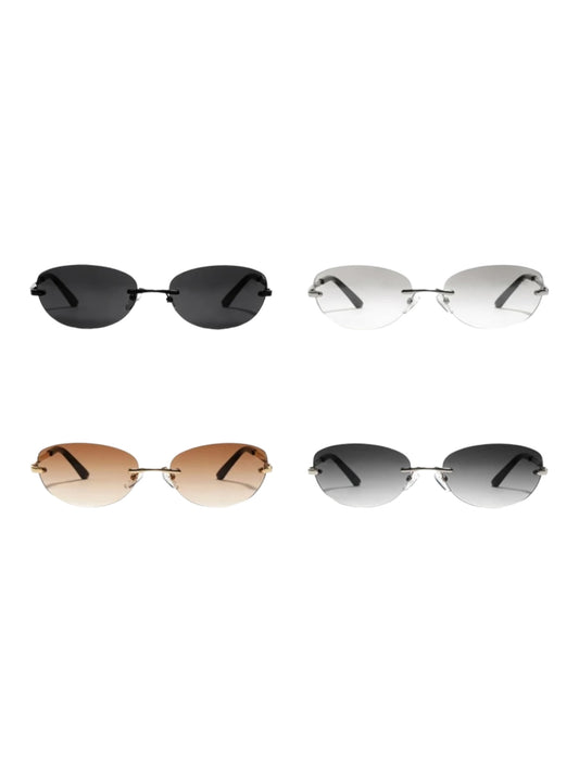 Frameless Rounded Lens Sport Everyday Sunglasses