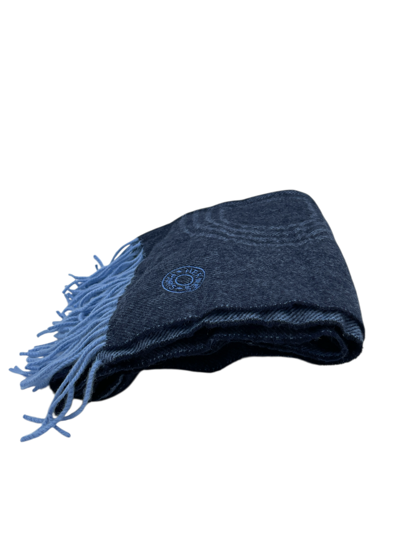 Hermes Dark & Light Blue Cashmere Circuit 24 Faubourg Muffler Scarf - Genuine Design 2