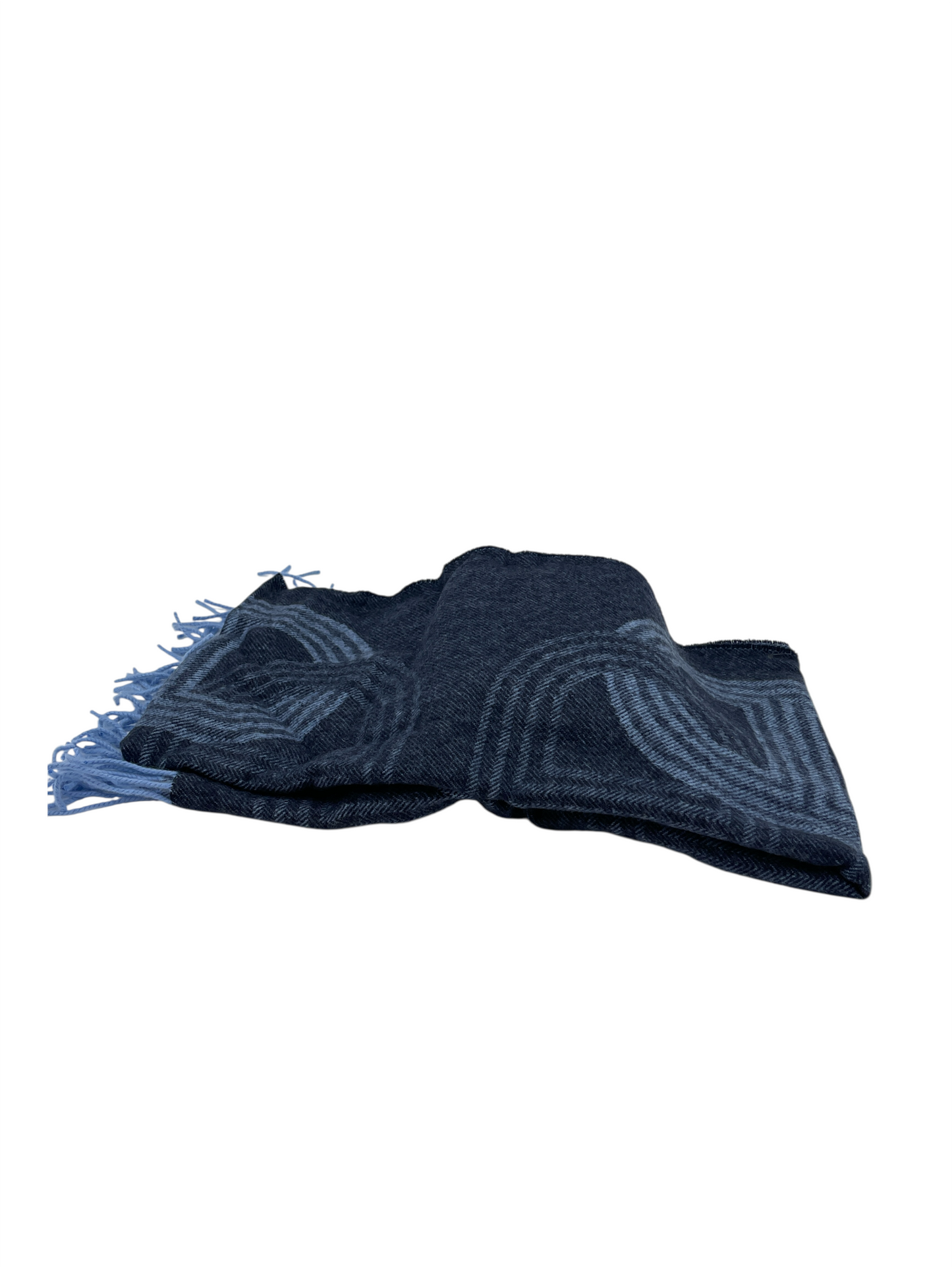 Hermes Dark & Light Blue Cashmere Circuit 24 Faubourg Muffler Scarf - Genuine Design 3