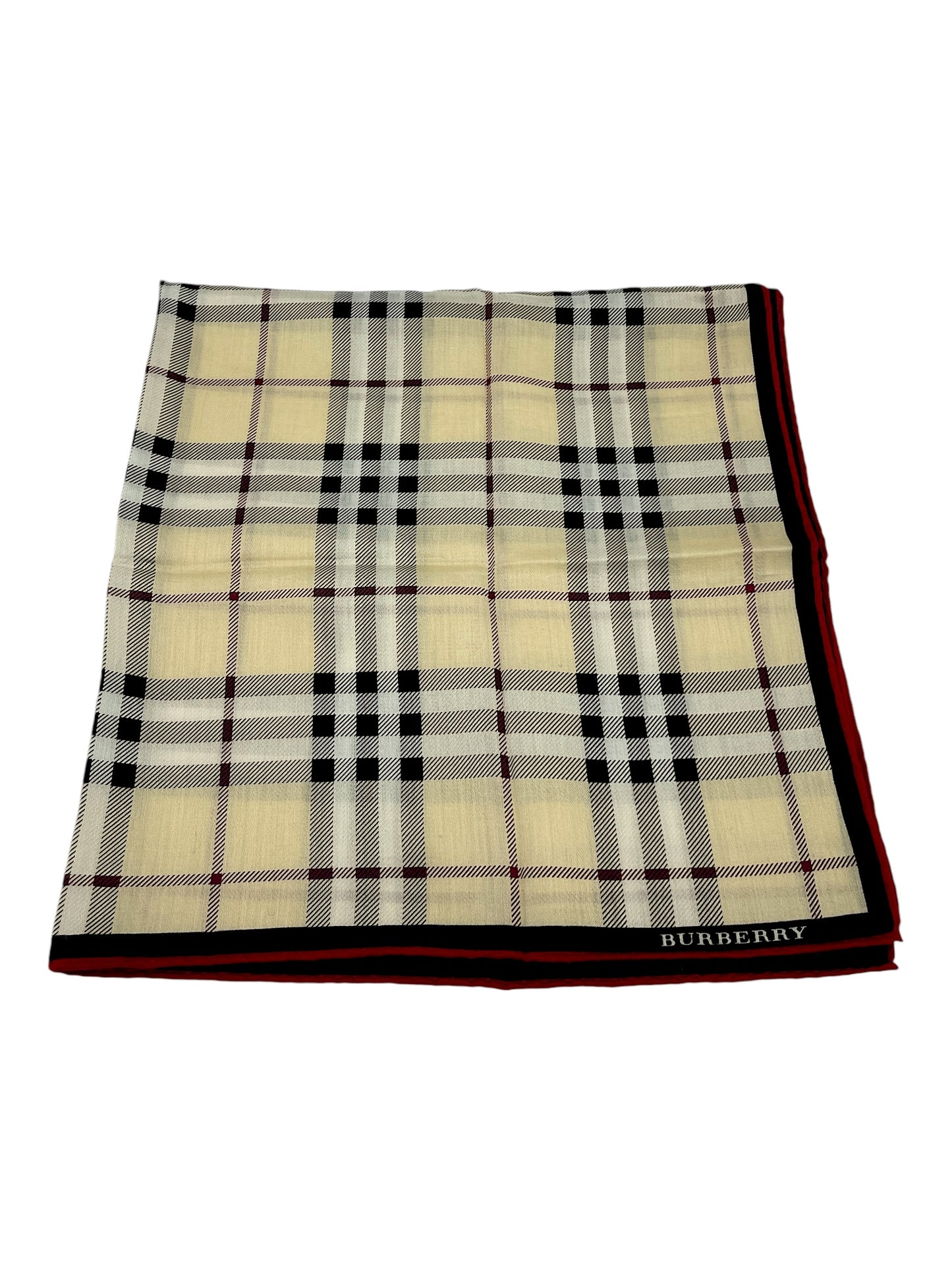 Burberry Beige, Black, & White Nova Check Pocket Square