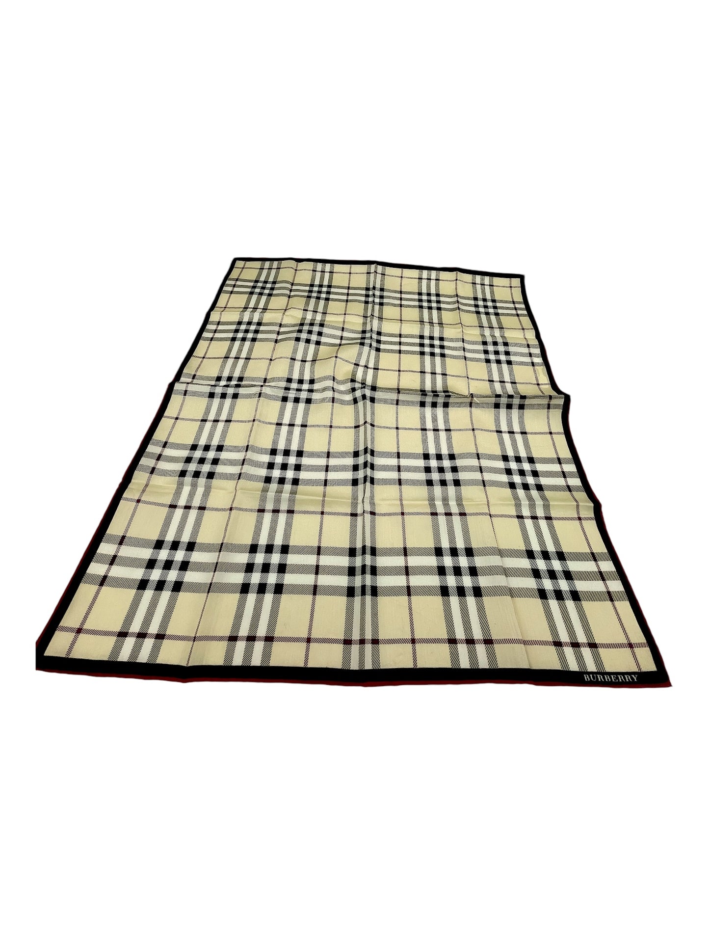 Burberry Beige, Black, & White Nova Check Pocket Square