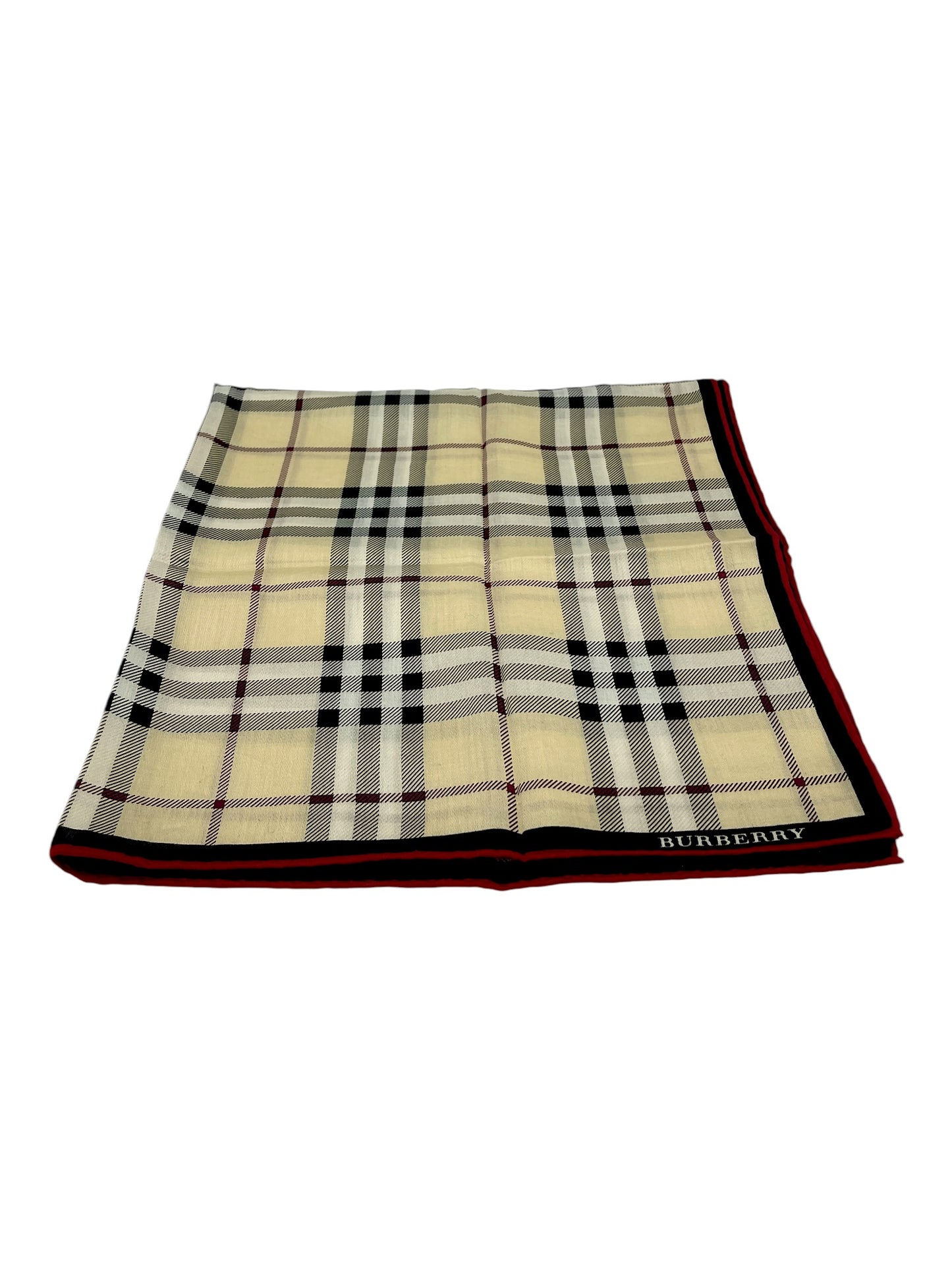 Burberry Beige, Black, & White Nova Check Pocket Square