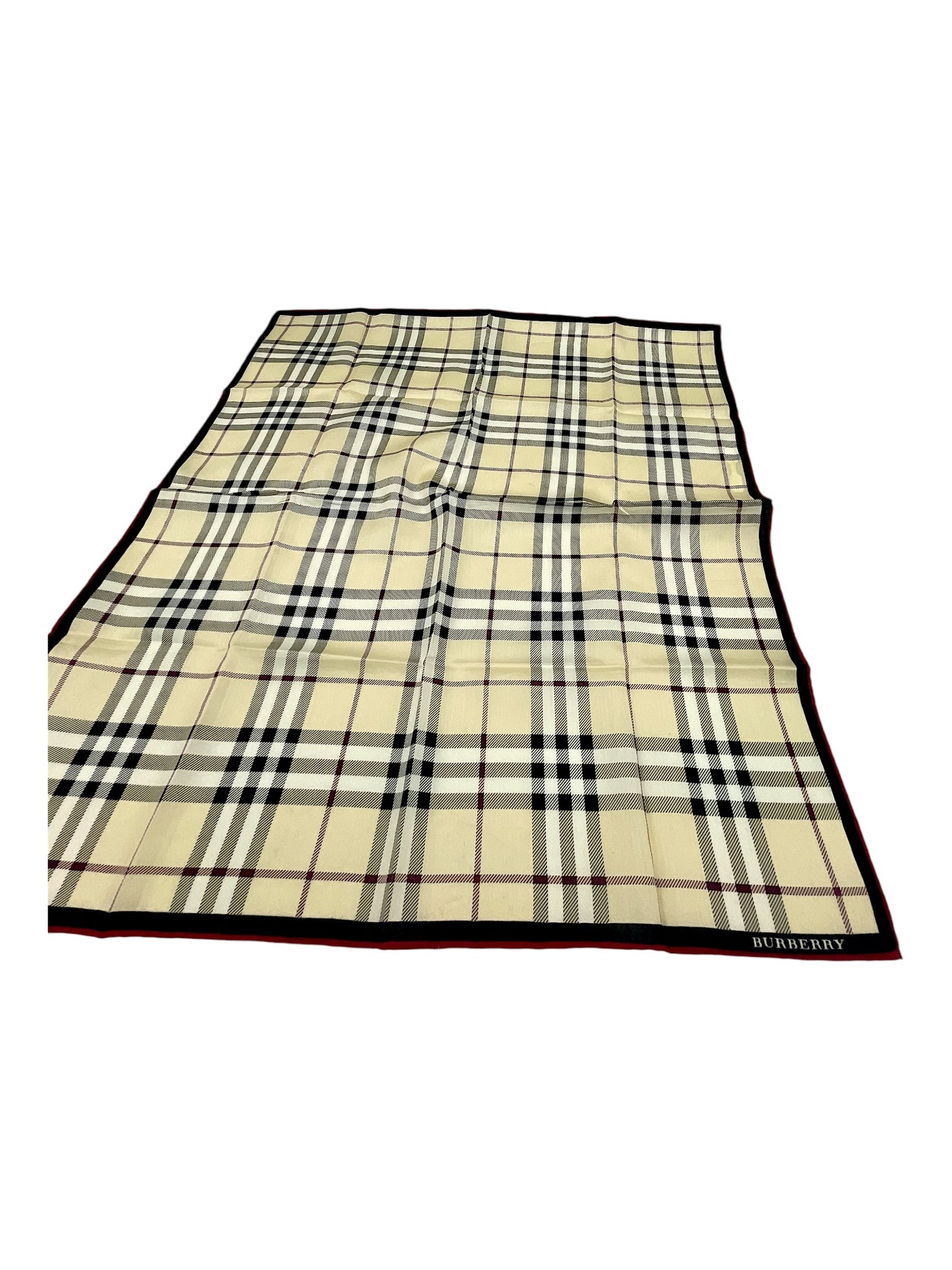 Burberry Beige, Black, & White Nova Check Pocket Square