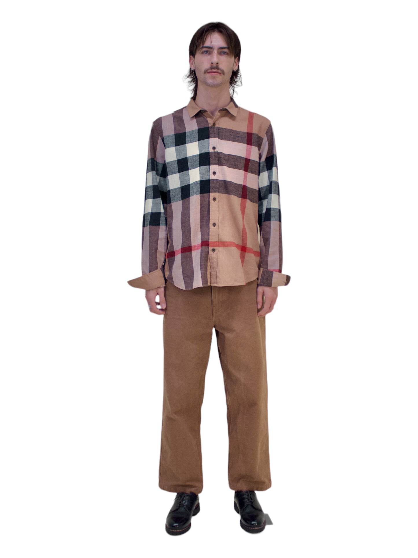 Burberry Brit Beige Check Stretch Cotton Poplin Button Up Shirt - Genuine Design Luxury Consignment for Men. New & Pre-Owned Clothing, Shoes, & Accessories. Calgary, Canada