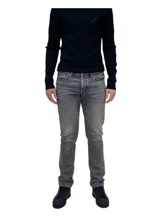 Tom Ford Dark Grey Faded Japanese Selvedge Denim Jeans - Genuine Design Luxury Consignment. New & Pre-Owned Clothing, Shoes, & Accessories. Calgary, Canada