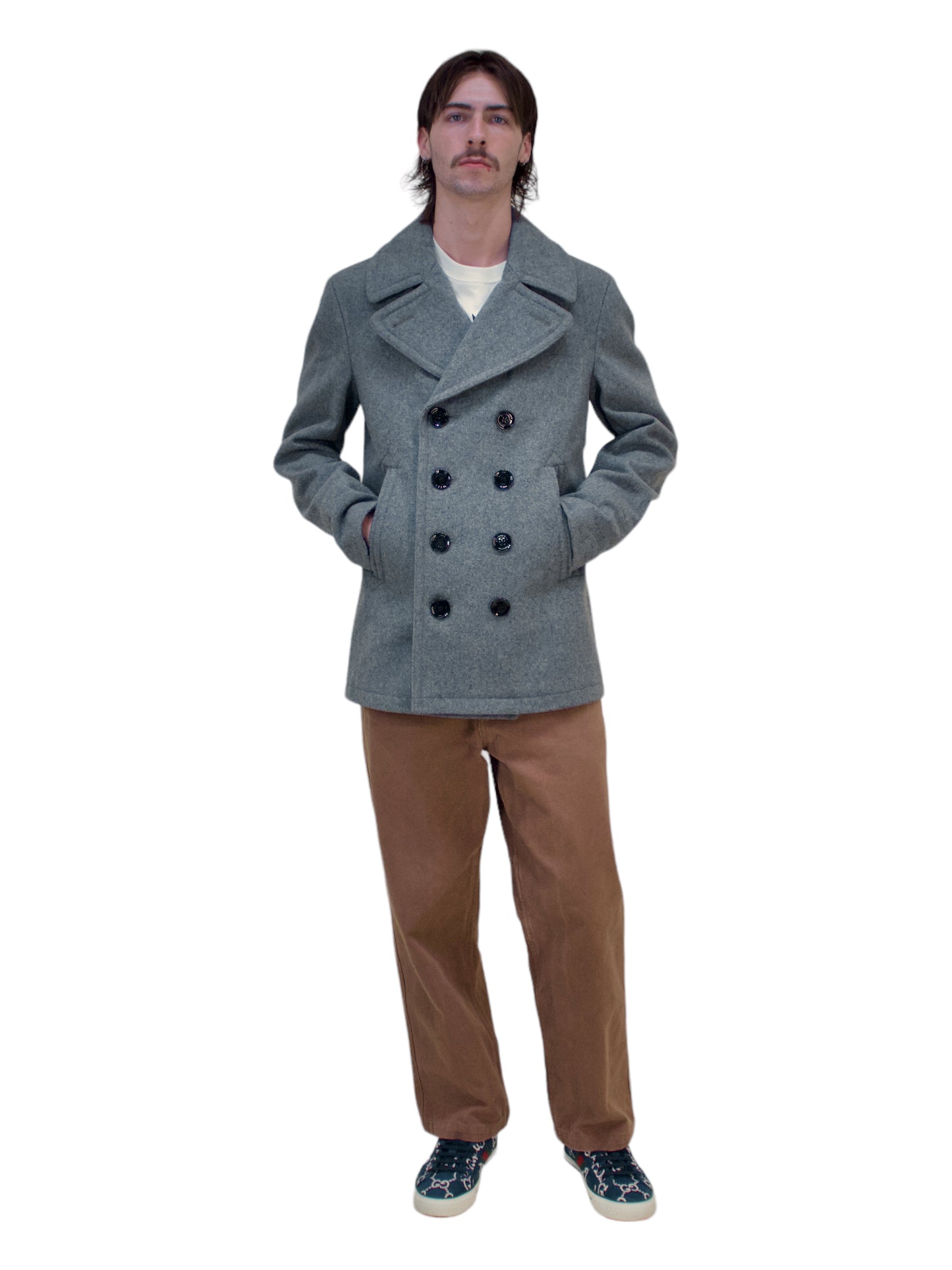 Burberry Brit Heather Grey Wool Blend Peacoat Jacket - Genuine Design Luxury Consignment. New & Pre-Owned Clothing, Shoes, & Accessories. Calgary, Canada