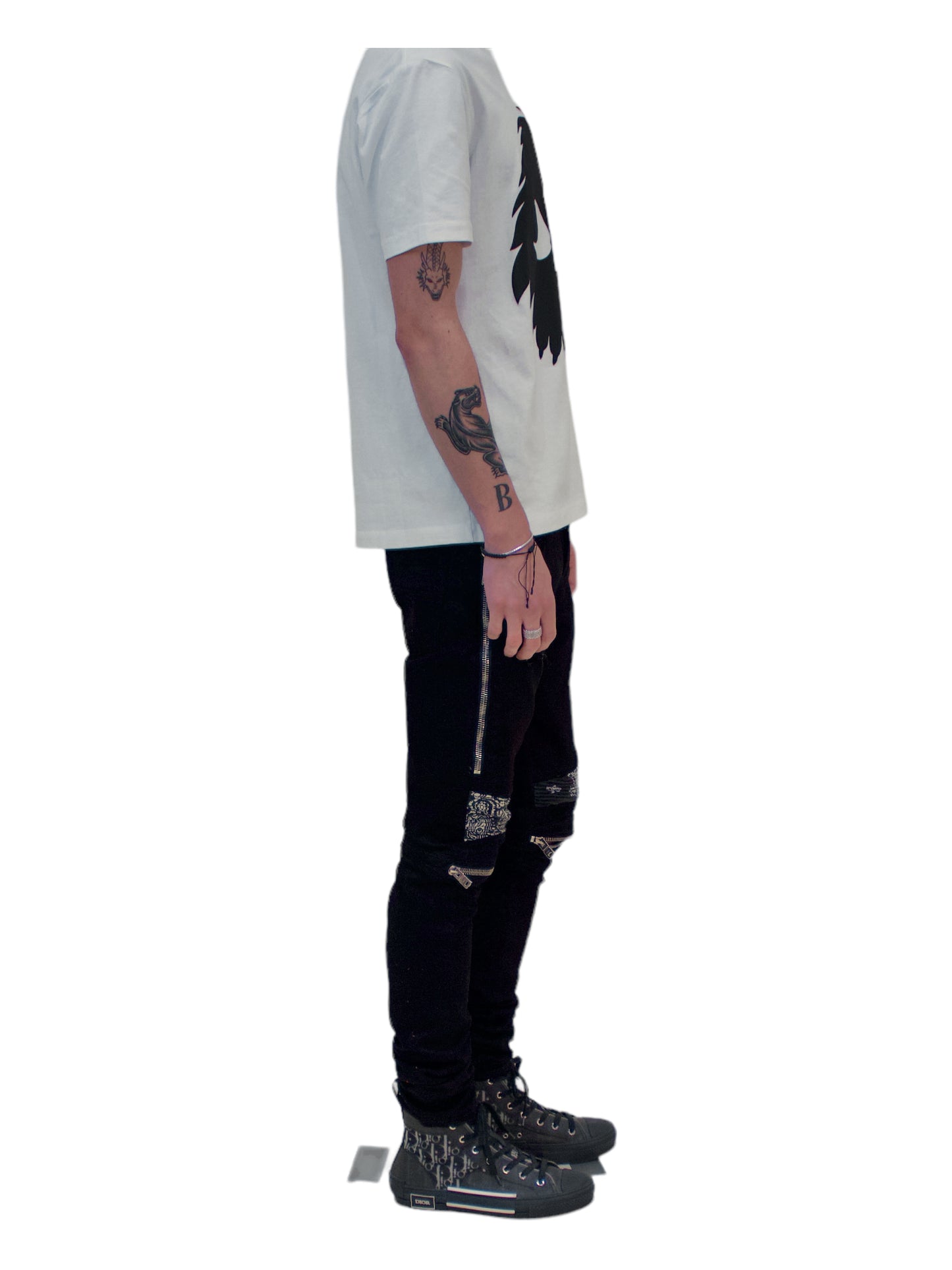 Amiri Black MX2 Paisley Zip Knee Skinny Jeans