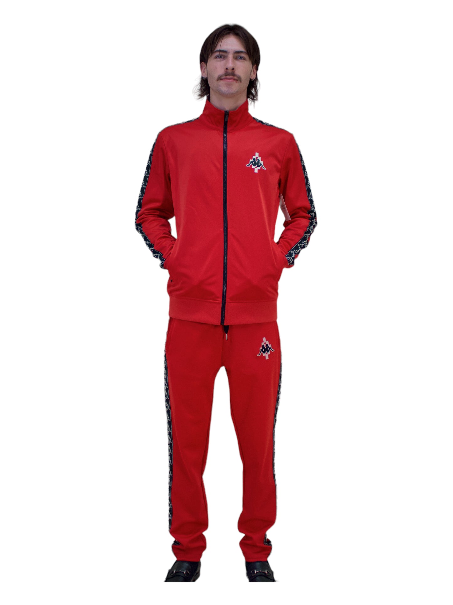 Marcelo Burlon X Kappa Red Tracksuit Top - Genuine Design Luxury Consignment. New & Pre-Owned Clothing, Shoes, & Accessories. Calgary, Canada