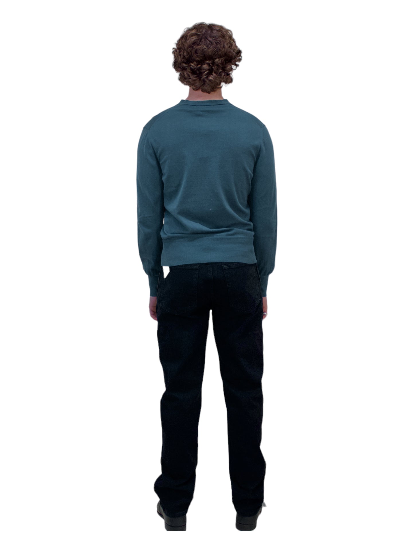 Tom Ford Steel Blue Long Sleeve Cotton V-Neck Shirt