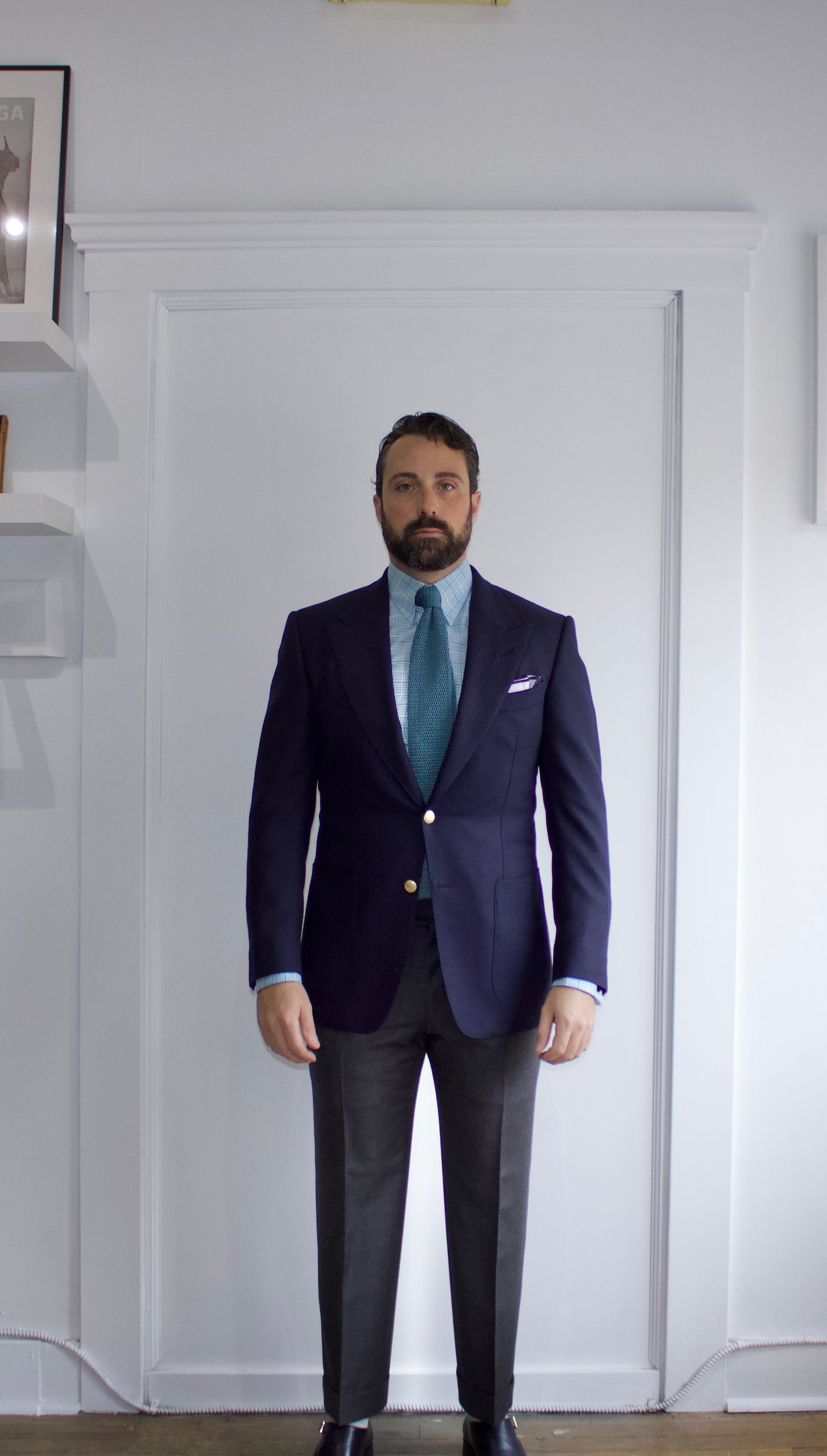 Tom Ford Hopsack Wool Navy Blazer -  Genuine Design Luxury Consignment Calgary, Alberta, Canada New and Pre-Owned Clothing, Shoes, & Accessories.