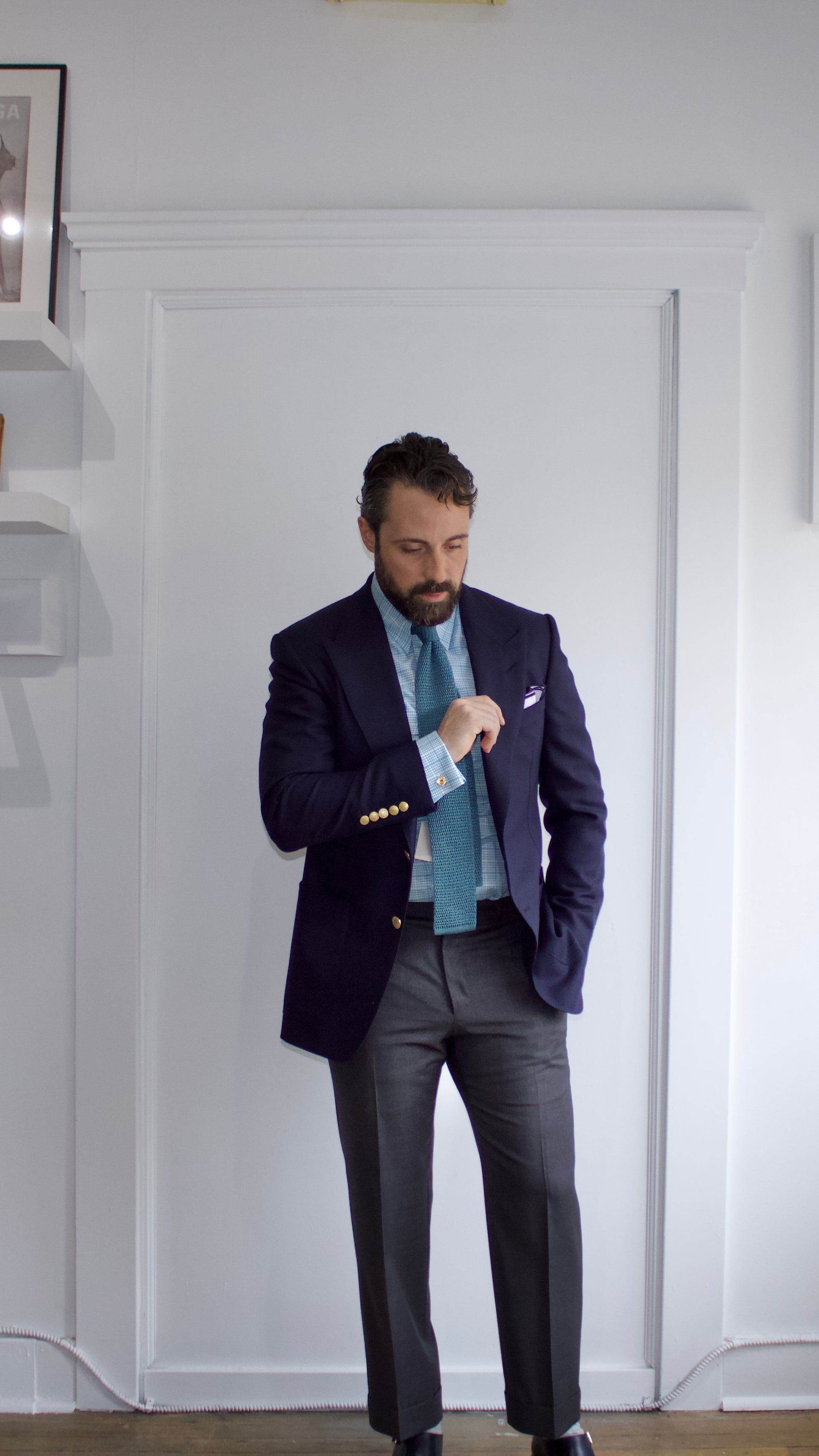 Tom Ford Hopsack Wool Navy Blazer -  Genuine Design Luxury Consignment Calgary, Alberta, Canada New and Pre-Owned Clothing, Shoes, & Accessories.