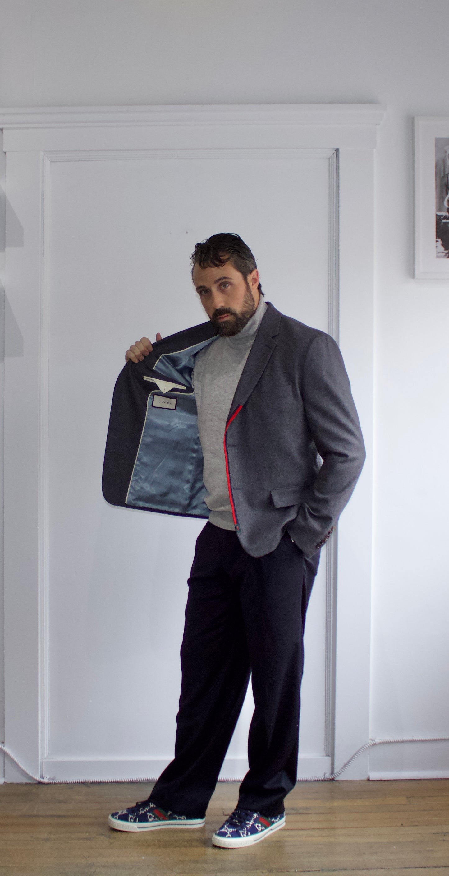 Gucci Dark Grey Relaxed Fit Blazer — Genuine Design luxury Consignment Calgary, Canada New & Pre-Owned Authentic Clothing, Shoes, Accessories.