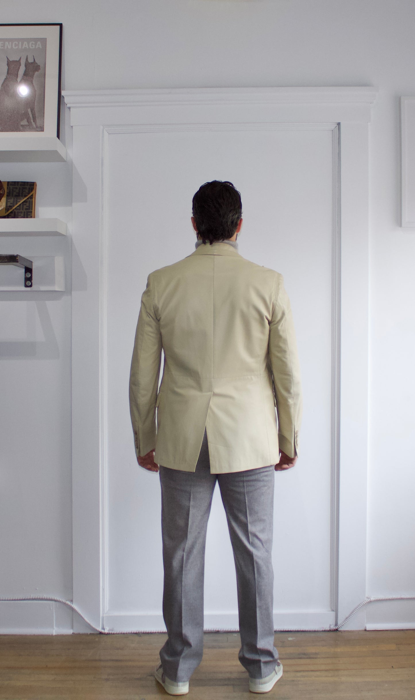 Dolce & Gabbana Beige Leather Blazer - Genuine Design luxury Consignment Calgary, Canada New & Pre-Owned Authentic Clothing, Shoes, Accessories.