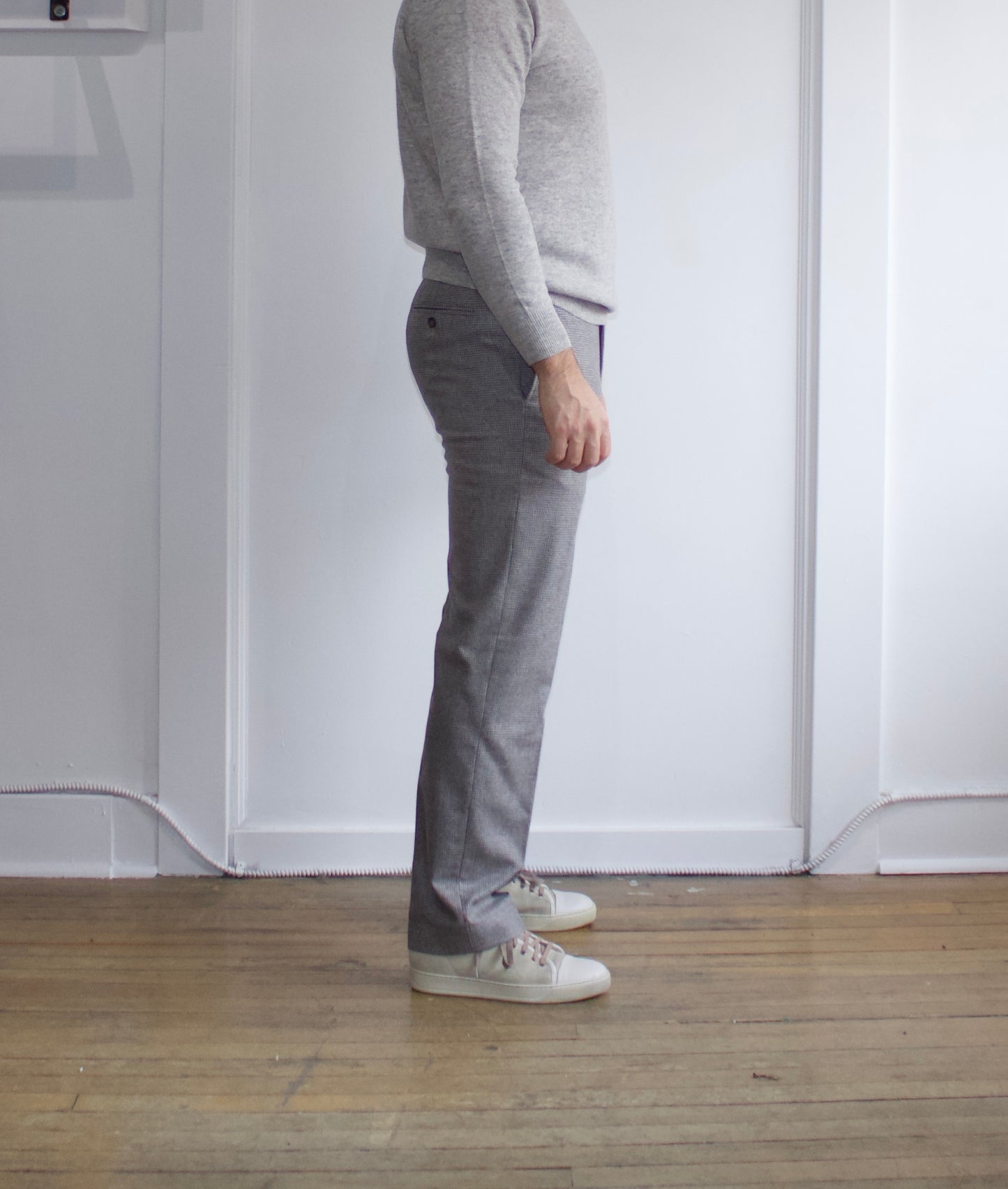 Brunello Cucinelli Grey Micro Hounds Tooth Patterned Dress Pants - Genuine Design Luxury Consignment Calgary, Alberta, Canada New and Pre-Owned Clothing, Shoes, Accessories.